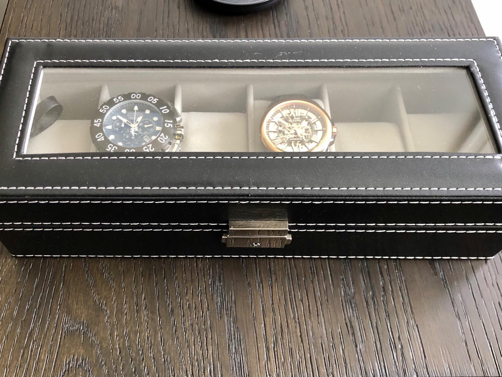 NEX 6 Slots Watch Box Organizer for Men, Black Watch Holder Display Case customer photo 1