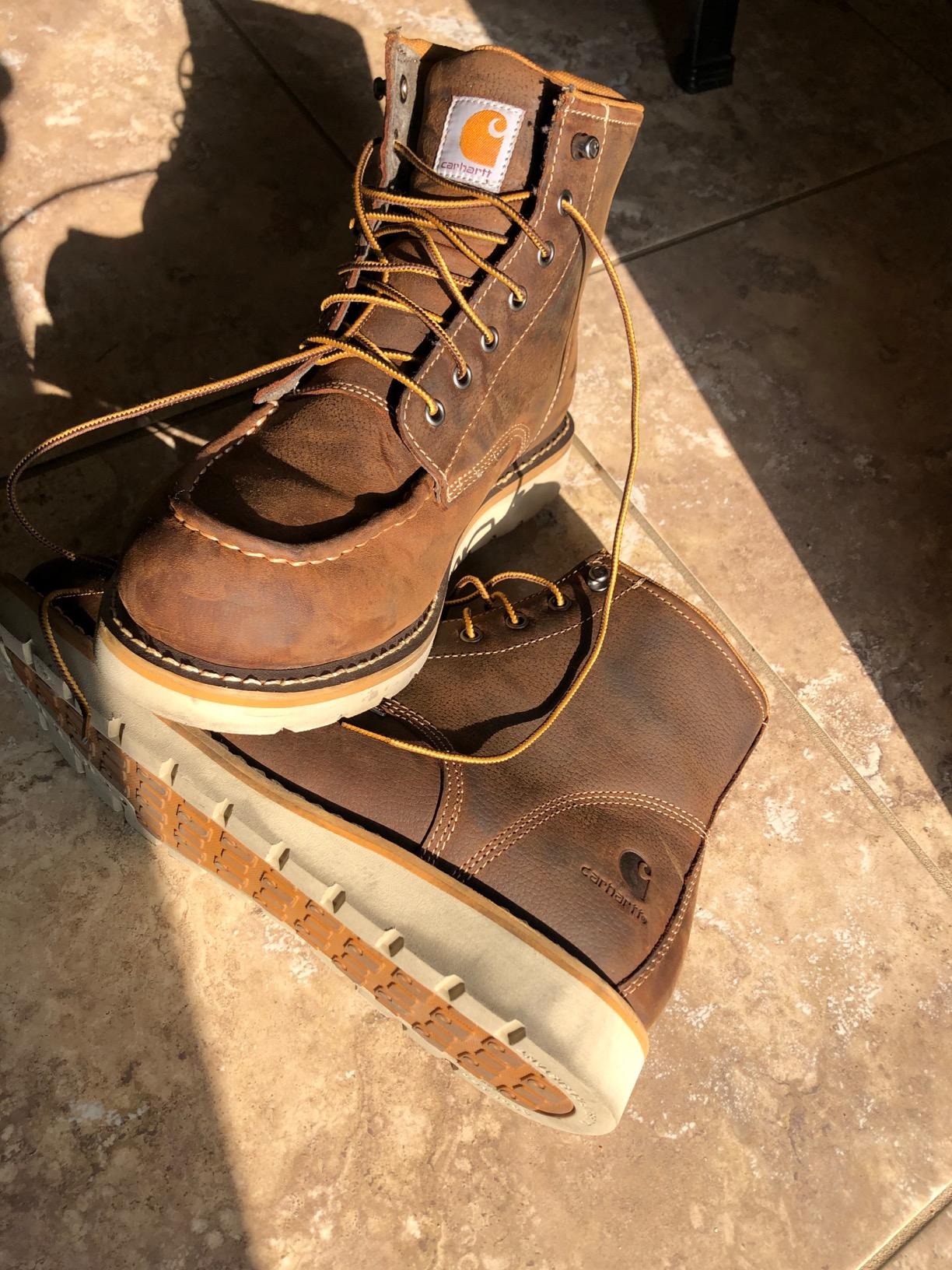 Carhartt Men's 6” Moc Toe Waterproof Work Boots - Oil-Tanned Leather Boots with FastDry Lining, Dual-Density Rubber Wedge Traction Outsole, EH Rated customer photo 1