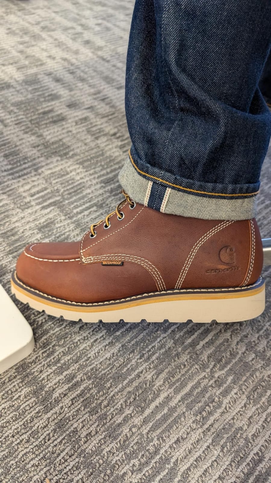 Carhartt Men's 6” Moc Toe Waterproof Work Boots - Oil-Tanned Leather Boots with FastDry Lining, Dual-Density Rubber Wedge Traction Outsole, EH Rated customer photo 2