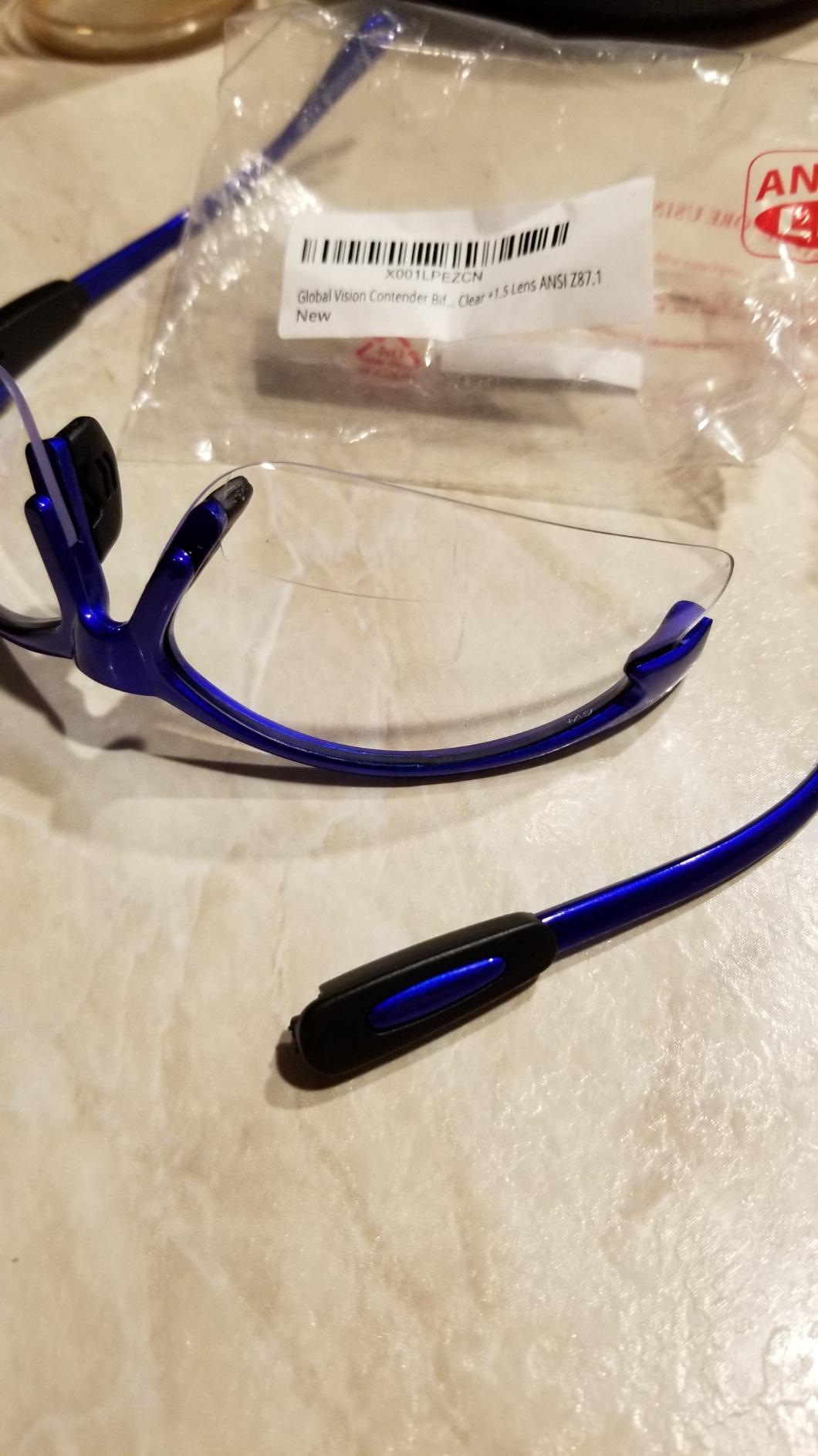Global Vision Contender Bifocal Safety Glasses Blue Frame Clear Lens ANSI Z87+ for Men and Women Magnifying Reader 1.0 to 2.5 customer photo 2