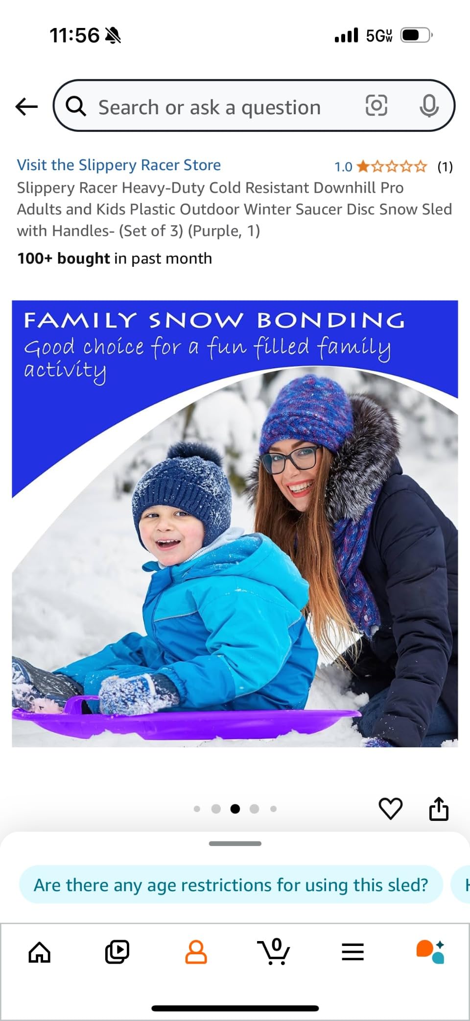 Slippery Racer Heavy-Duty Cold Resistant Downhill Pro Adults and Kids Plastic Outdoor Winter Saucer Disc Snow Sled with Handles customer photo 2