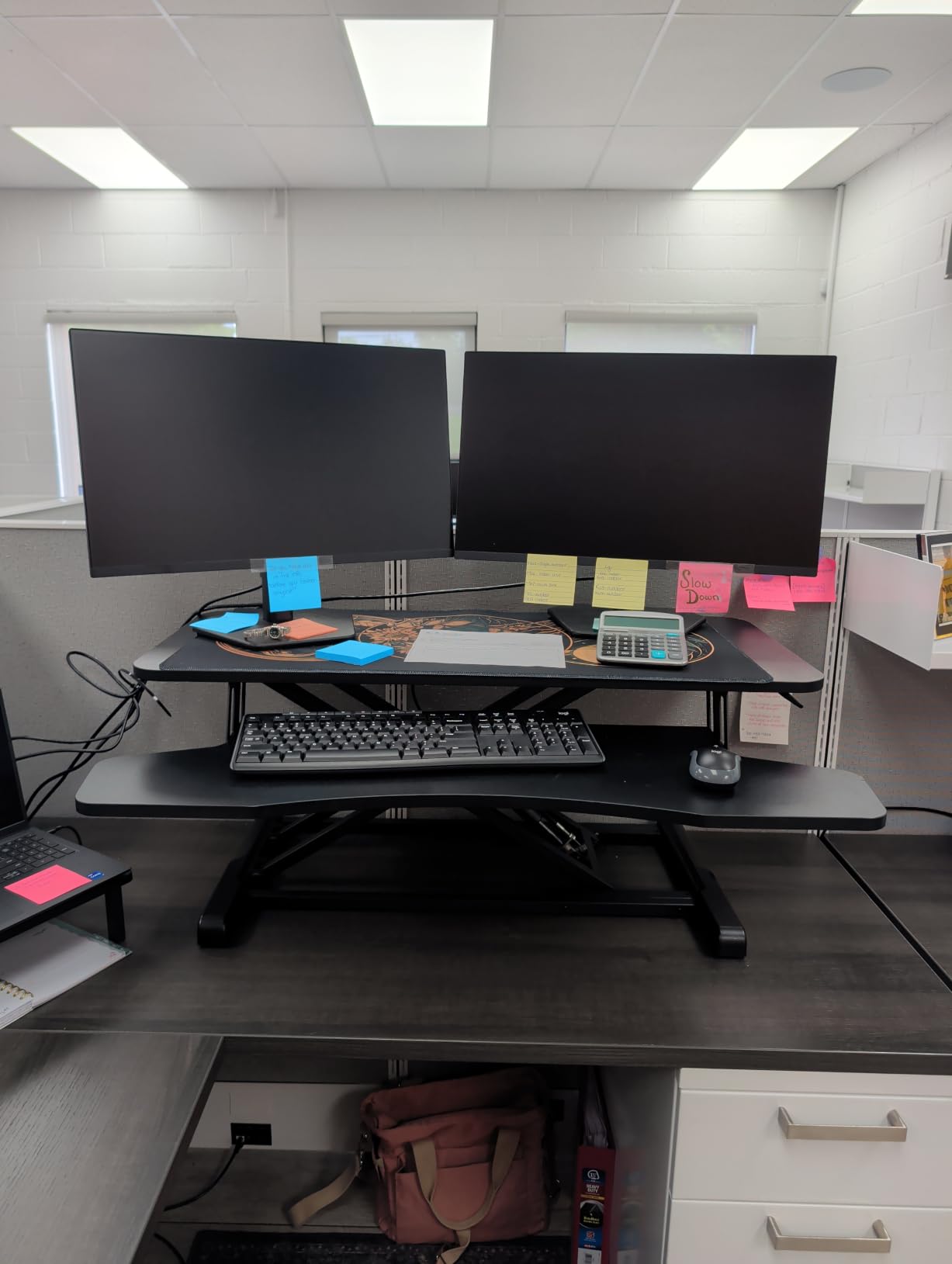 VIVO Black 32 in Standing Desk Converter, DESK-V000K | Height Adjustable, Stand Up Desk Riser, Wide Keyboard Tray, Dual Monitor and Laptop Workstation, Black Frame, K Series customer photo 1
