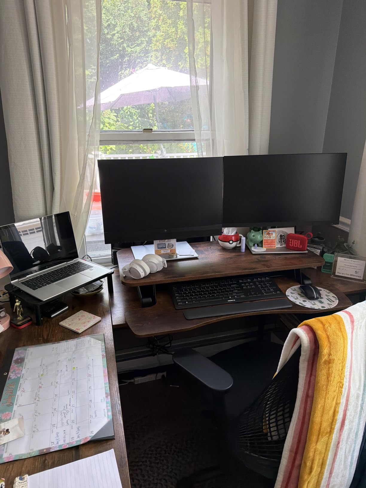 VIVO Black 32 in Standing Desk Converter, DESK-V000K | Height Adjustable, Stand Up Desk Riser, Wide Keyboard Tray, Dual Monitor and Laptop Workstation, Black Frame, K Series customer photo 2
