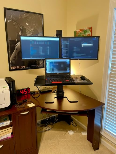 Mount-It! Double Monitor Electric Standing Desk Converter - 2 Screens Stand Up Desk Riser - Height Adjustable Desktop & 2 Mounts for Screens up to 32