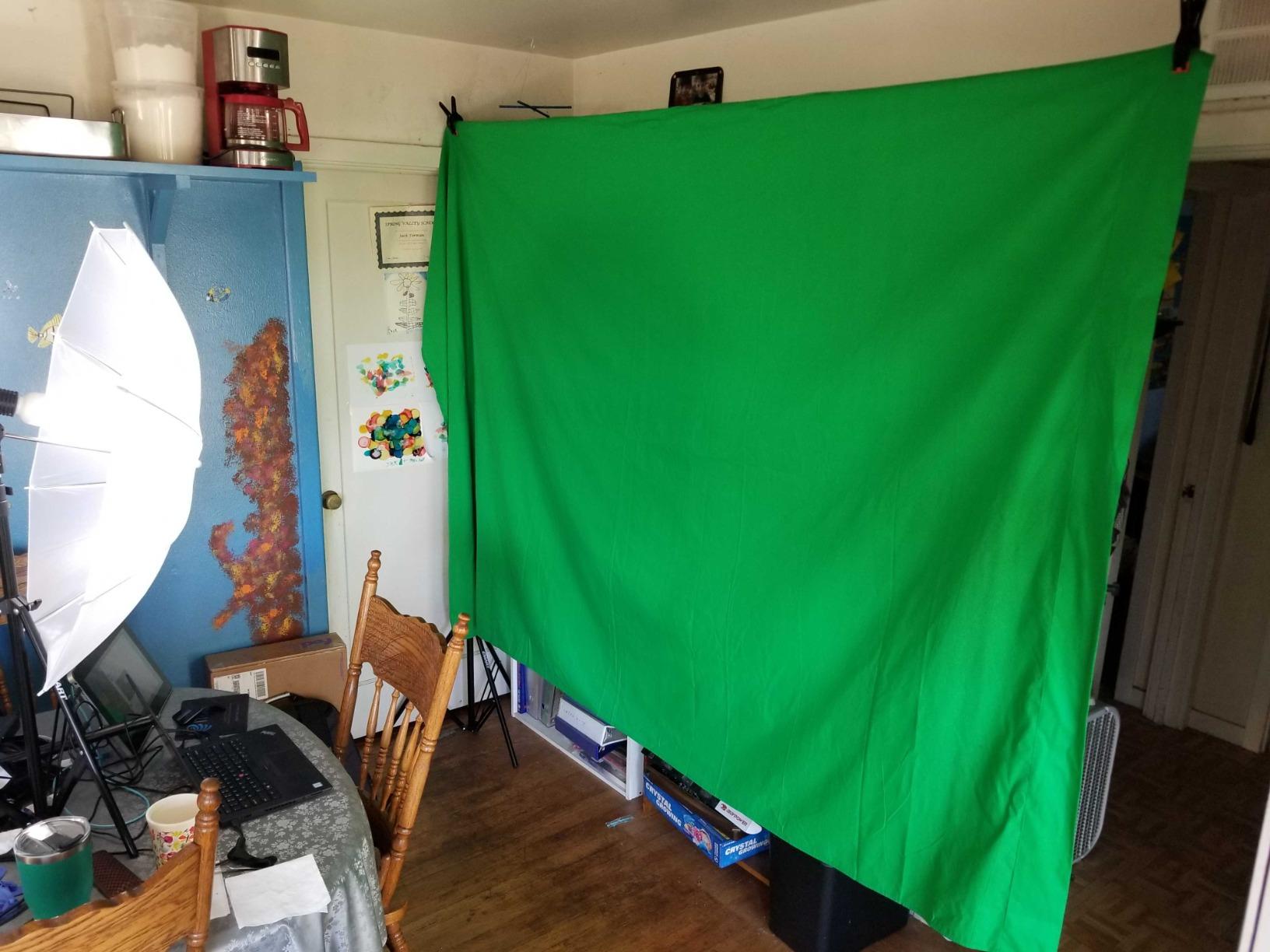 EMART 8.5x10FT Green Screen Backdrop Kit with Umbrella Lights for Studio customer photo 1