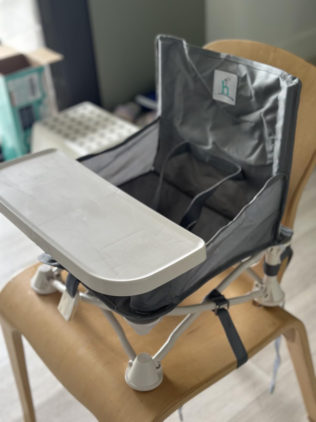 OmniBoost Booster Seat with Tray, Travel High Chair, Baby Chair, Grey customer photo 2
