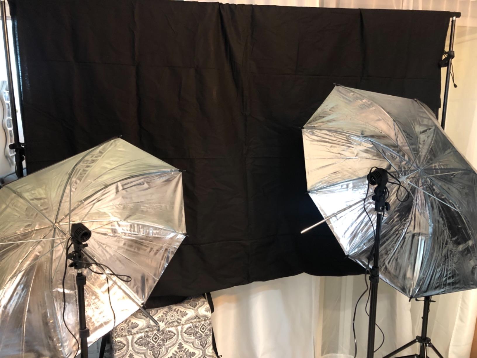 HYJ-INC Photography Umbrella Lighting Kit with 85w Led Bulb,Muslin Backdrop (White Black), Backdrop, Clips Clamp,8.5 * 10ft Photo Background Photography Stand System for Photo Video Studio Shooting customer photo 1