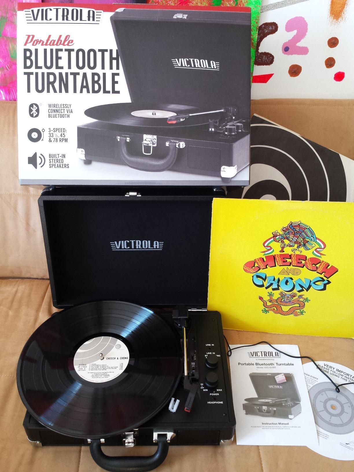 Victrola Journey - Bluetooth Suitcase Record Player - Brown | Built-in stereo speakers, 3-speed turntable plays 7