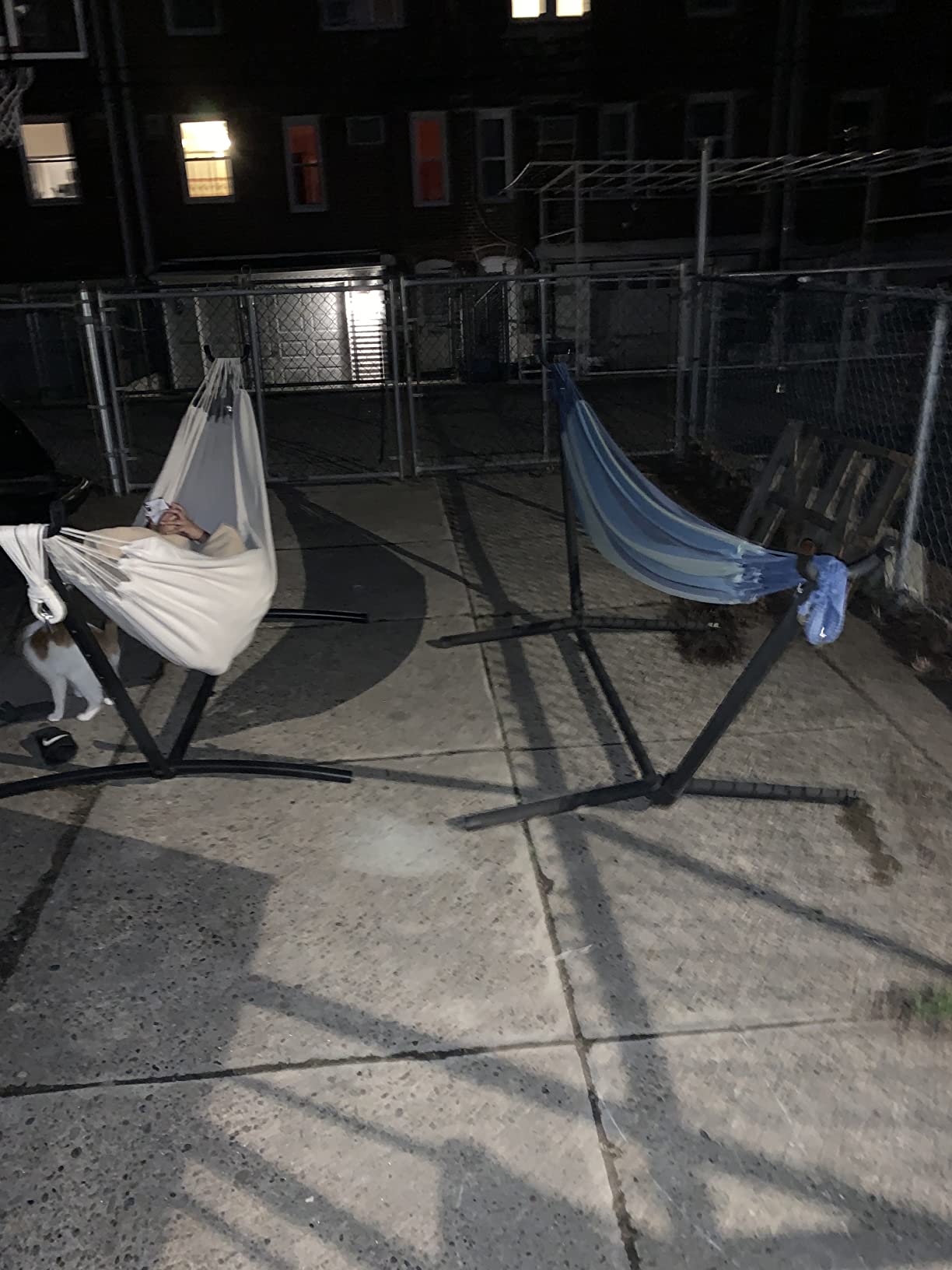 Lazy Daze Portable Hammock with Stand, Free Standing Hammocks for Indoor Outdoor Patio Yard, Has a Carrying Bag and Pillow, 9ft Steel Hamacas Heavy Duty 2 Person Amaca 450 lbs Capacity(White) customer photo 1
