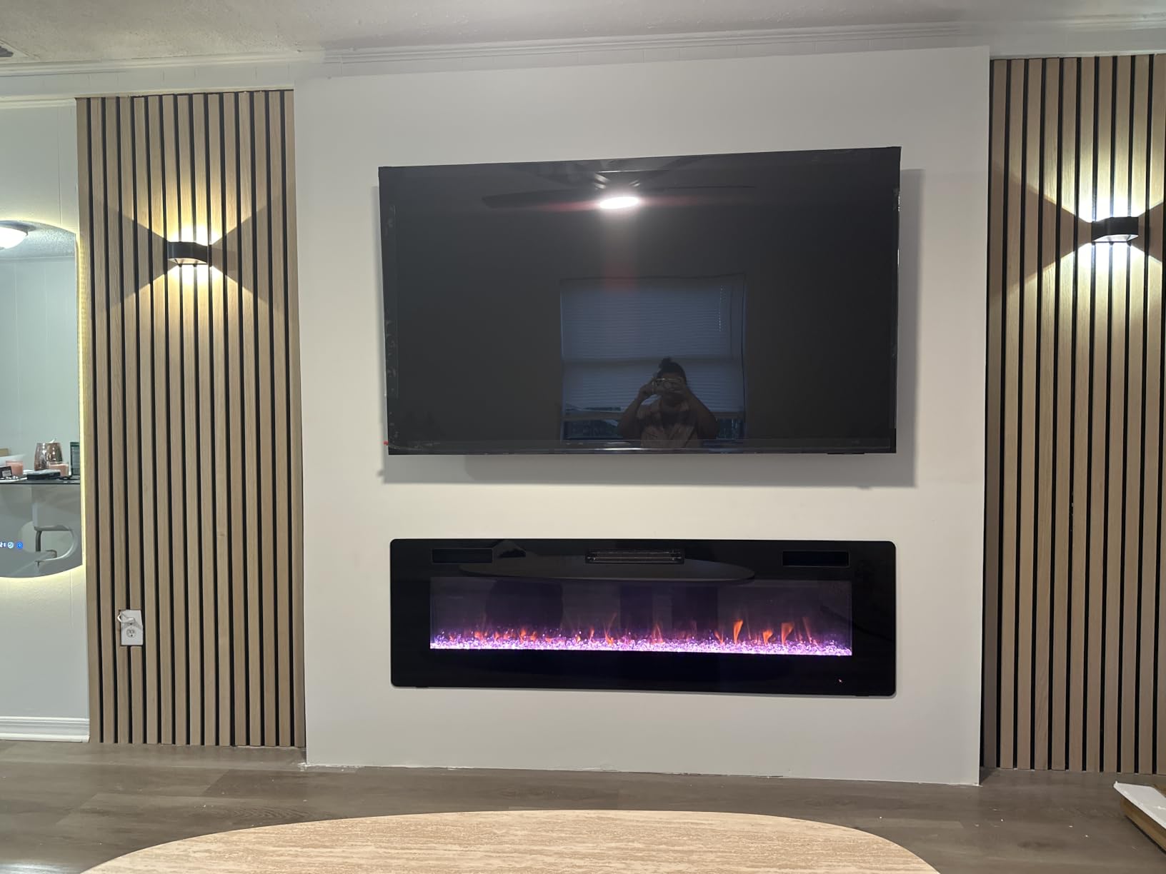 60 inch Electric Fireplace Recessed and Wall Mounted Insert customer photo 1