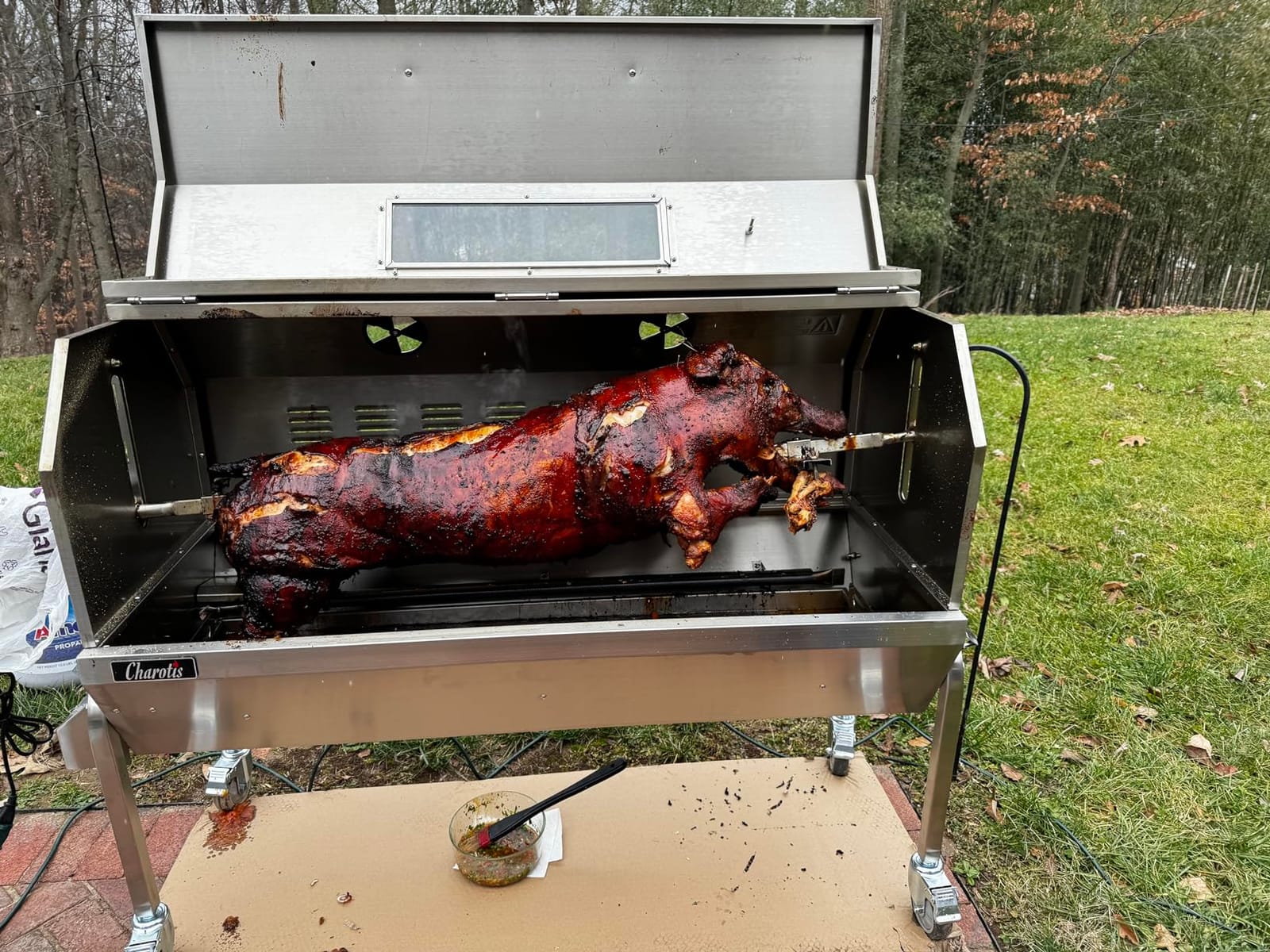 52 Inch Rotisserie Spit Roaster for Whole Pig, Lamb, Goat, Propane/Charcoal BBQ Grill, Stainless Steel Roasting Machine- 50W Motor 200 lb Torque, Grates, Burners, Drip Pan, Thermometer- SSGC1 customer photo 1