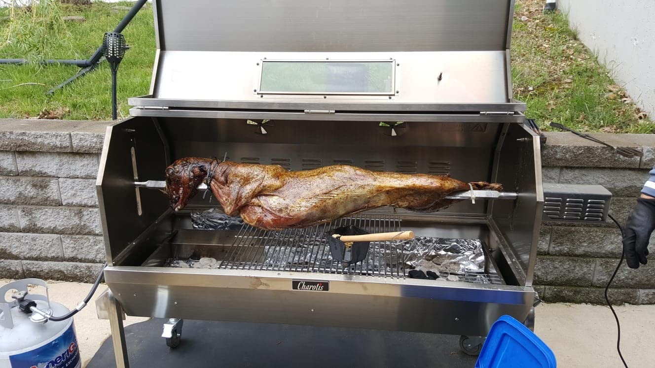 52 Inch Rotisserie Spit Roaster for Whole Pig, Lamb, Goat, Propane/Charcoal BBQ Grill, Stainless Steel Roasting Machine- 50W Motor 200 lb Torque, Grates, Burners, Drip Pan, Thermometer- SSGC1 customer photo 2