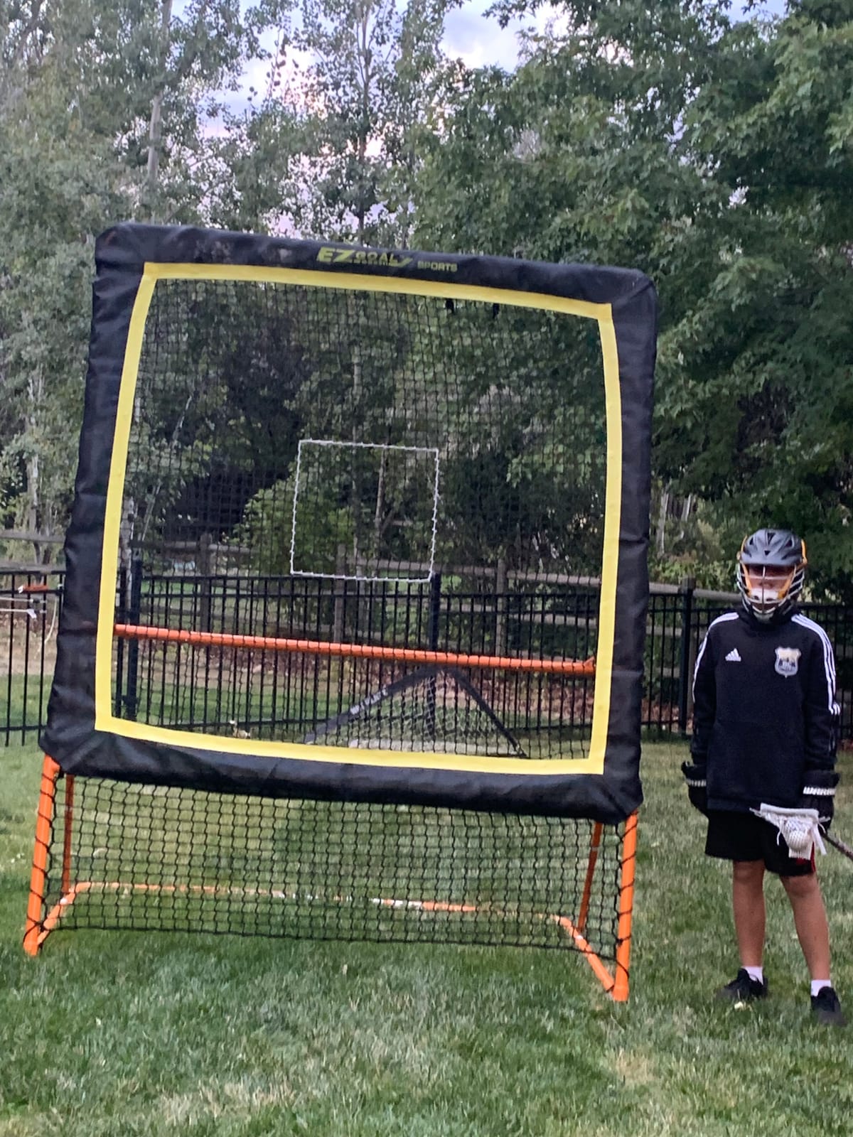 EZGoal 8'X6' Professional Folding Lacrosse Rebounder | LAX Throwback to Practice Your Passes and Catches,Orange customer photo 1