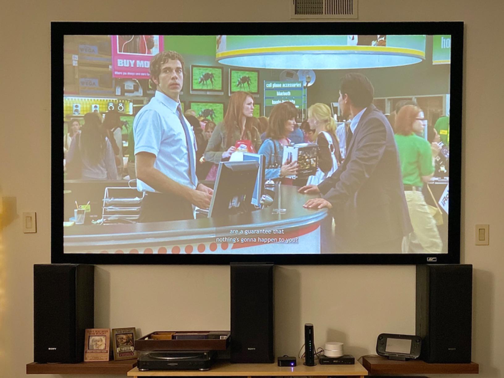Akia Screens 150 Inch Projector Screen Fixed Frame 16:9 CineWhite UHD-B, Supports 8K 4K Ultra HD & 3D, Wall Mount Indoor Projection Screen for Home Theater, Cinema, Office Use, AK-FF150WH2. customer photo 2