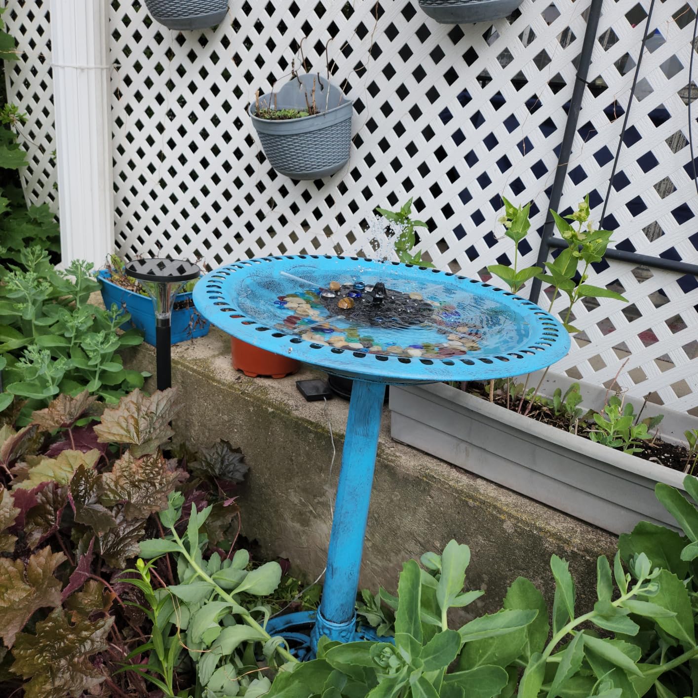 VIVOHOME Bird Bath with Solar Fountain for Outside, Pedestal, Green customer photo 1
