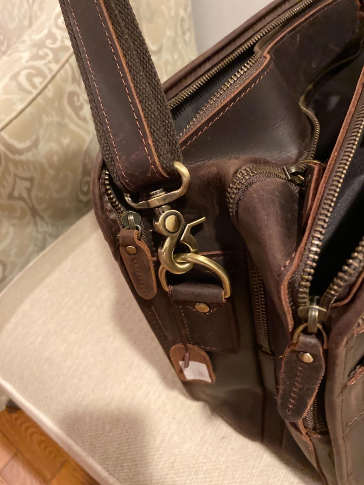 Men's Full Grain Leather Briefcase Large 17 Inch Business Travel Laptop Messenger Bag Tote with YKK Metal Zippers customer photo 1