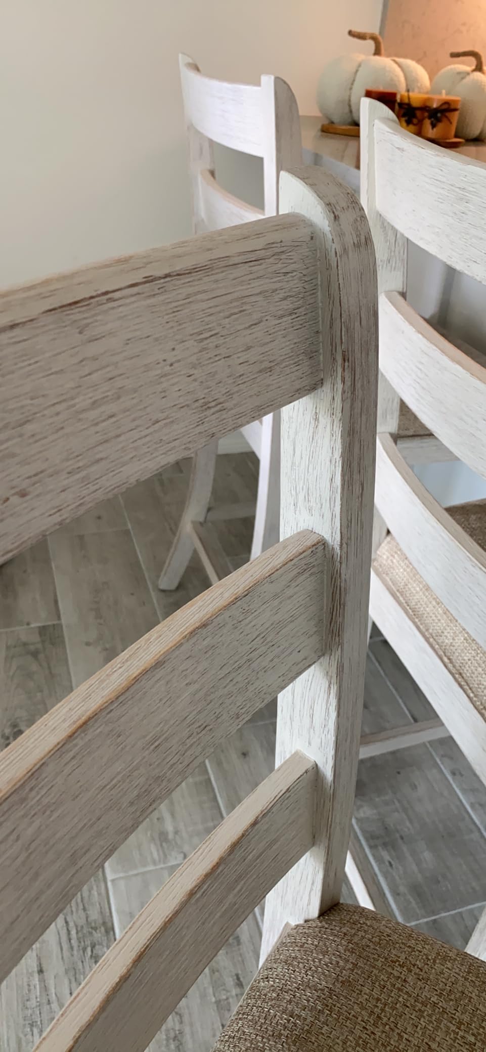 Signature Design by Ashley Counter Height Barstools, Set of 2, Farmhouse | 25-inch upholstered seat, Distressed solid and engineered wood frame, Modern farmhouse style, Skempton Series customer photo 2