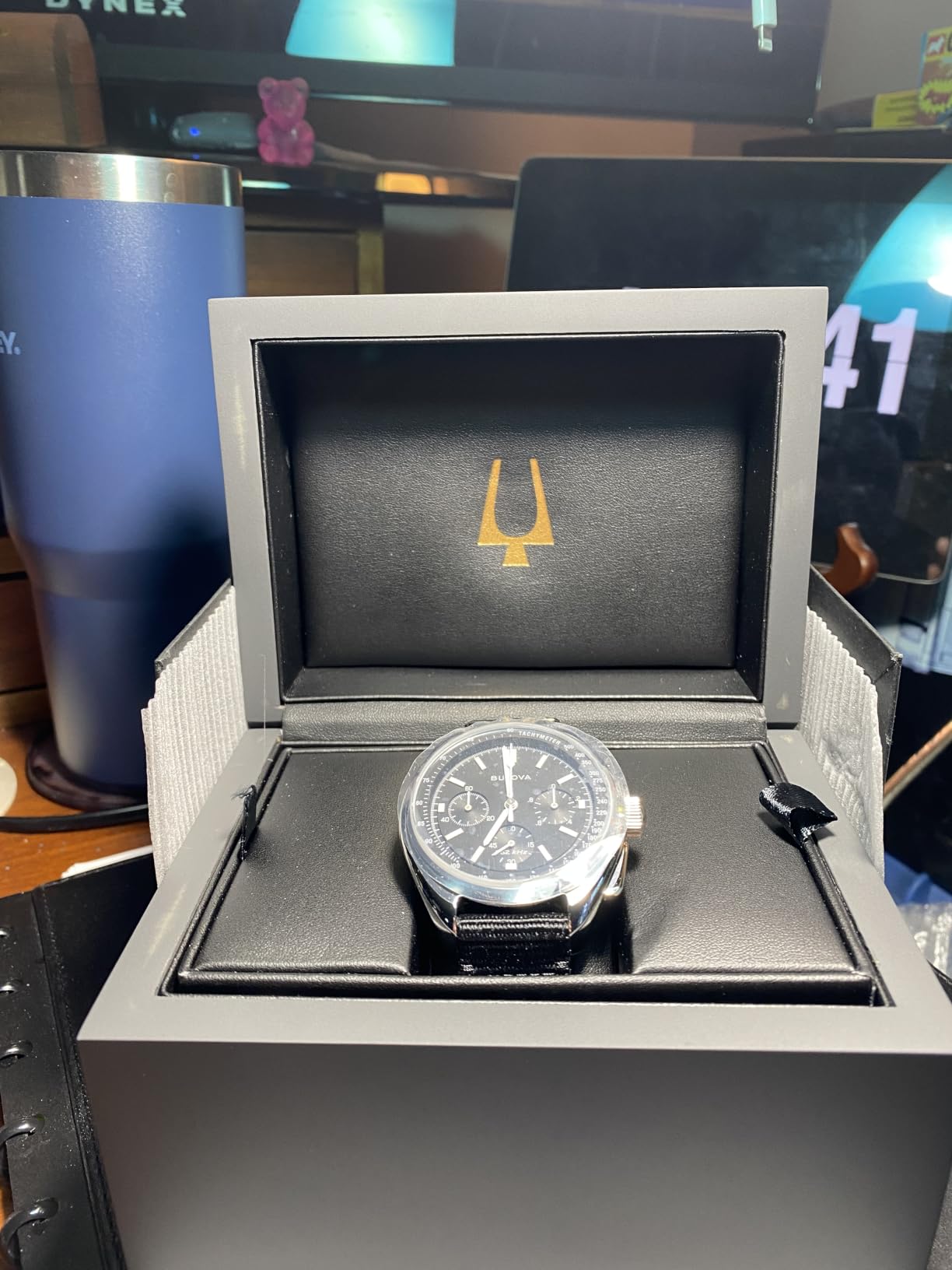 Bulova Men's Archive Series Lunar Pilot 6-Hand Chronograph High Performance Quartz Stainless Steel, Black NATO Strap and Sapphire Crystal Style: 96A225 customer photo 1
