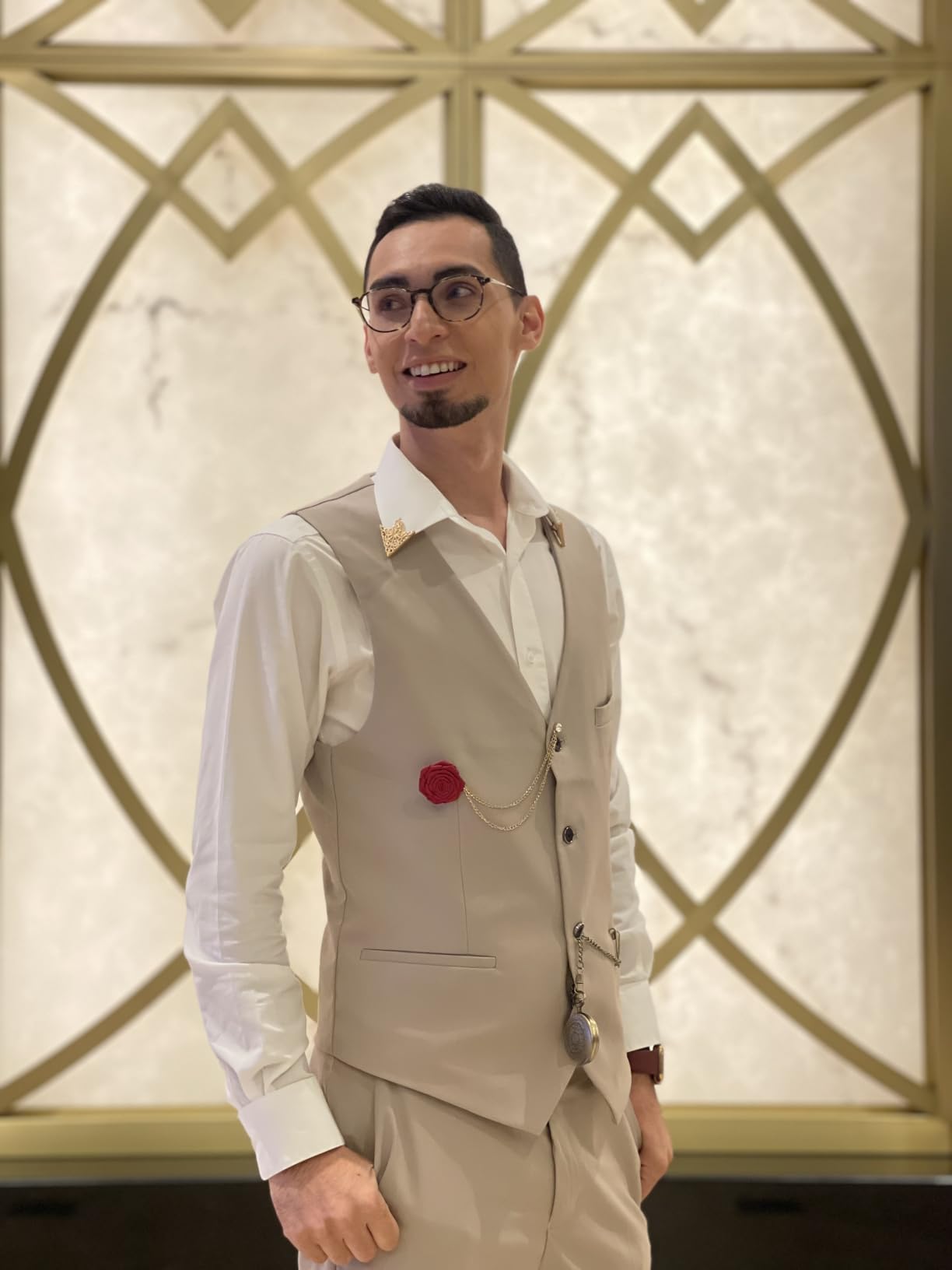 MY'S Men's 3 Piece Suit Set with Tie, One Button Slim Fit Solid Jacket Vest Pants, Prom Party Wedding Business Suits for Men customer photo 2