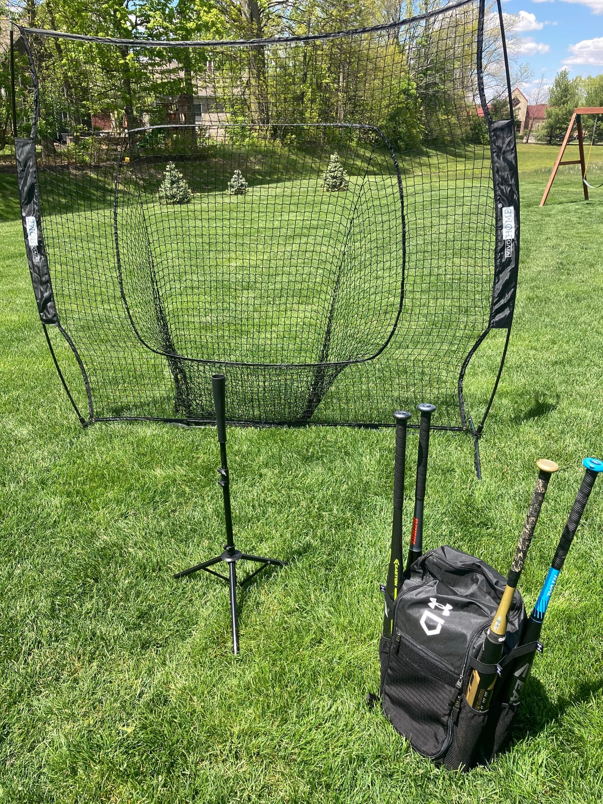 VIVOHOME Baseball & Softball Training Net with Batting Tee, 7 x 7 ft. customer photo 1