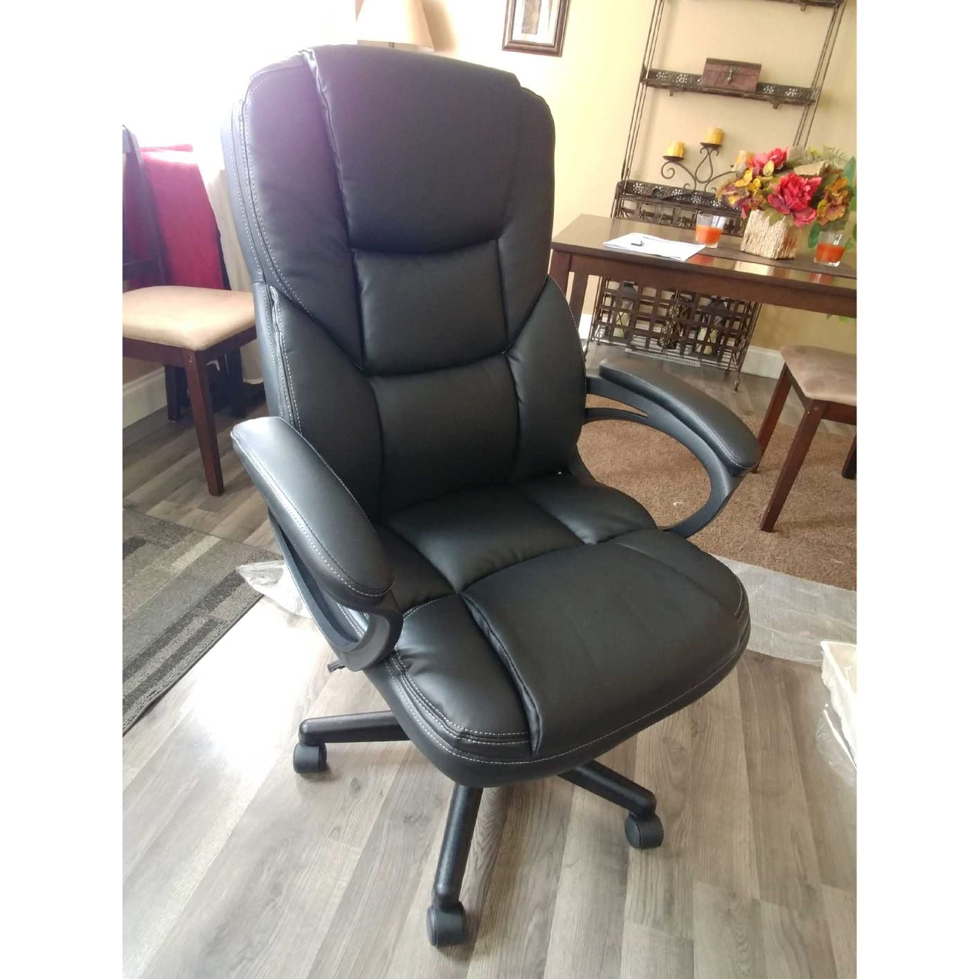 Furmax Office Executive Chair High Back Adjustable Managerial Home Desk Chair, Swivel Computer PU Leather Chair with Lumbar Support (Black) customer photo 1