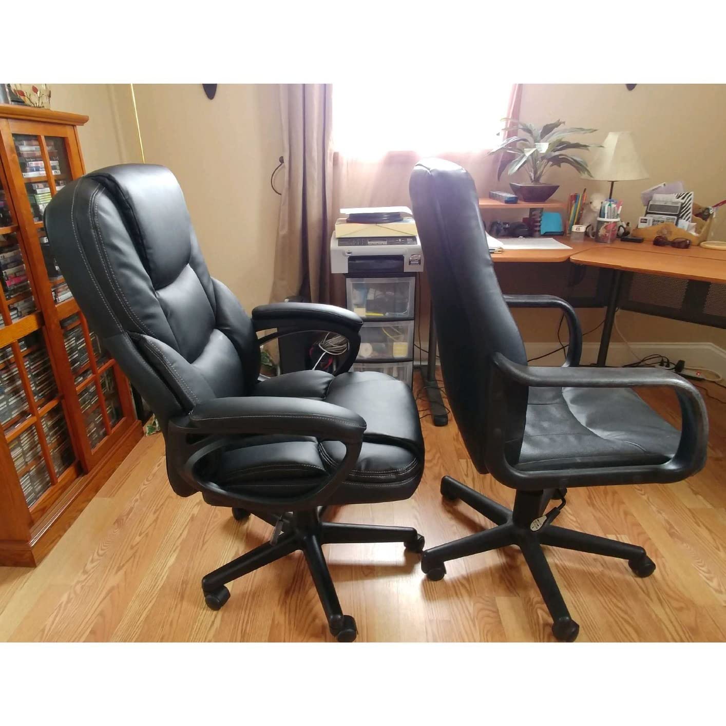 Furmax Office Executive Chair High Back Adjustable Managerial Home Desk Chair, Swivel Computer PU Leather Chair with Lumbar Support (Black) customer photo 2