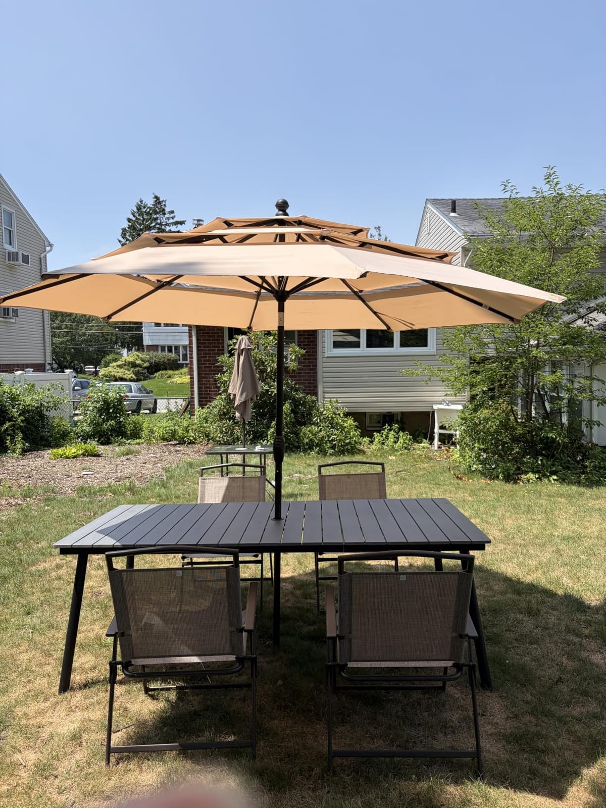 PHI VILLA 10ft Outdoor Patio Umbrellas, 3 Tier Vented Table Umbrella, Navy customer photo 2