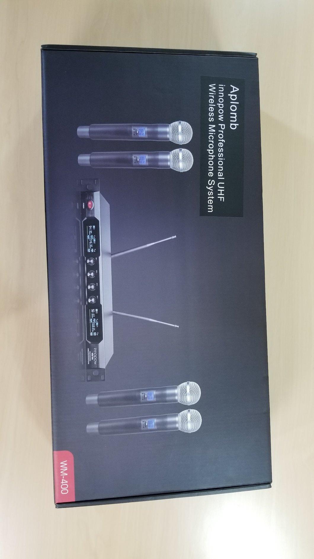 innopow 4-Channel Wireless Microphone System, Quad UHF Metal Cordless Mic, 4 Handheld Mics, Long Distance150-200Ft, Fixed Frequency, 16 Hours Use for Karaoke Singing, Church customer photo 2