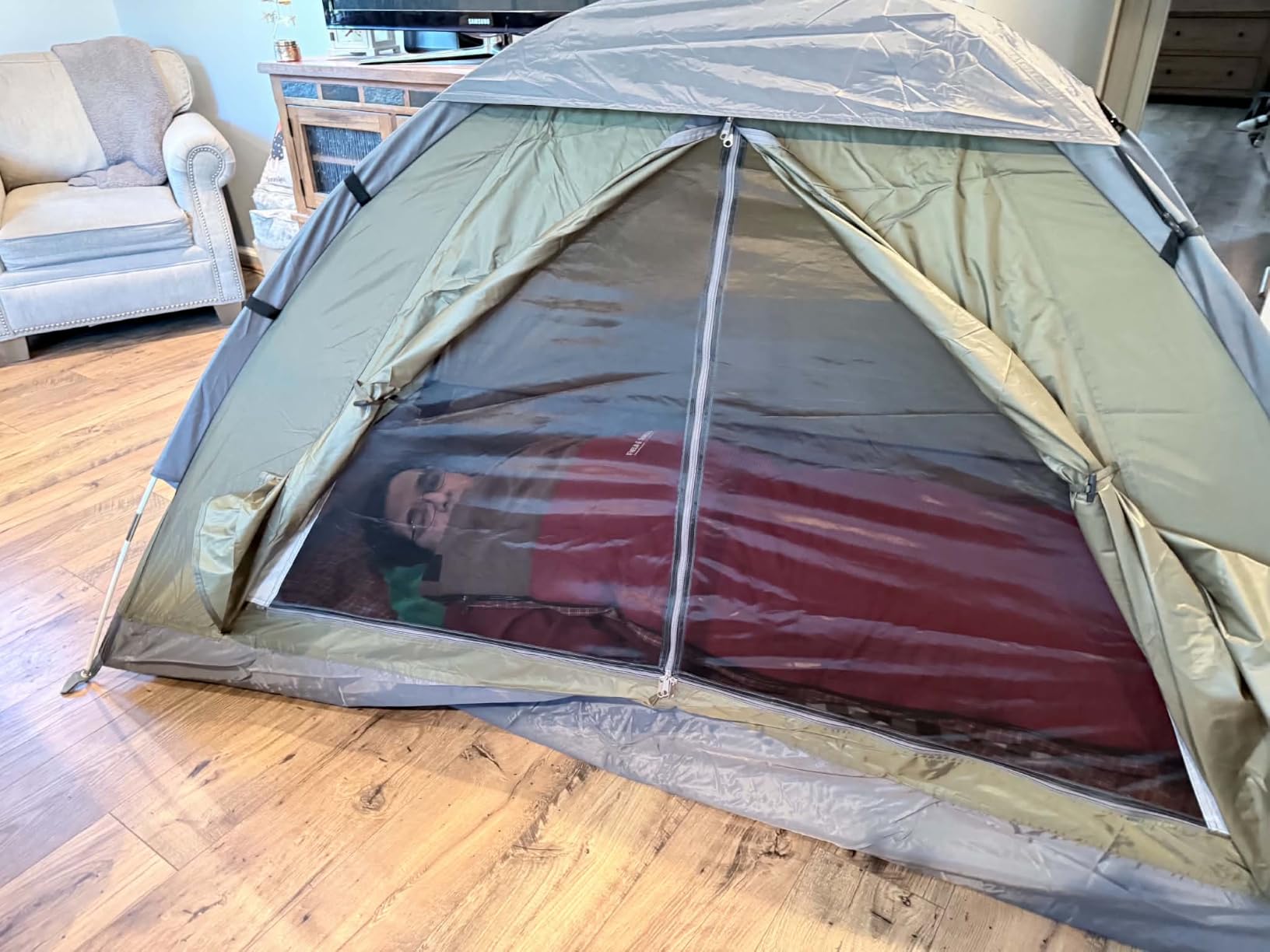Night Cat Backpacking Tent for One 1 to 2 Persons Lightweight Waterproof Camping Hiking Tent for Adults Kids Scouts Easy Setup Single Layer 2.2x1.2m customer photo 2