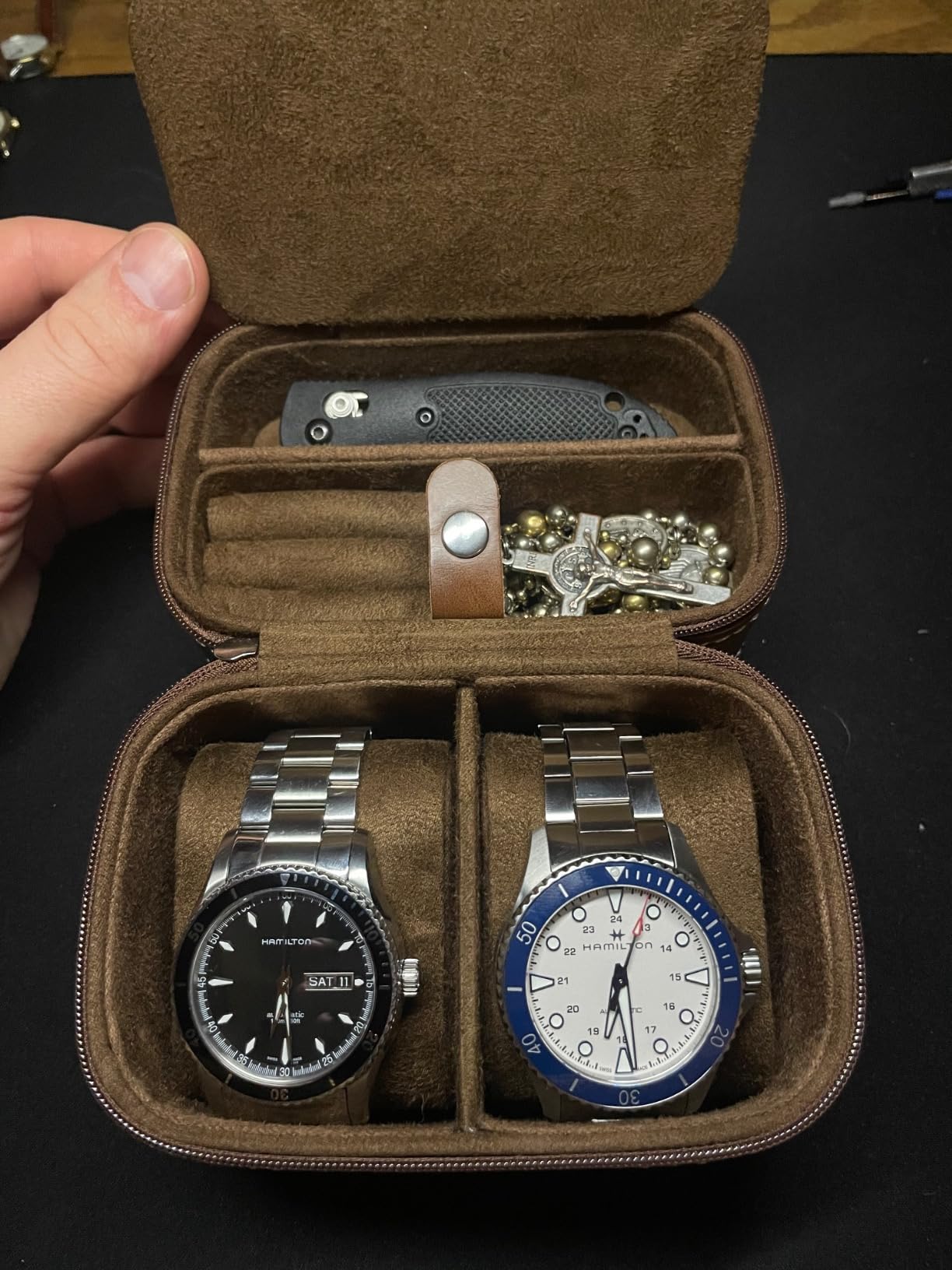 ROTHWELL 2 Watch Travel Case Storage Organizer for 2 Watches | Tough Portable Protection w/Zipper Fits All Wristwatches & Smart Watches Up to 50mm customer photo 2