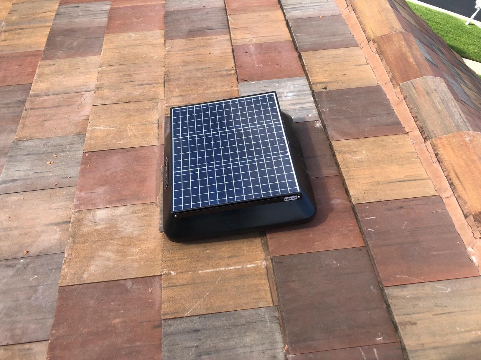 QuietCool AFR SLR-40 Roof Mount Solar Attic Fan - 40 Watt Adjustable Panel - Included AC/DC Inverter for 24/7 Runtime - Thermostat Controlled customer photo 1