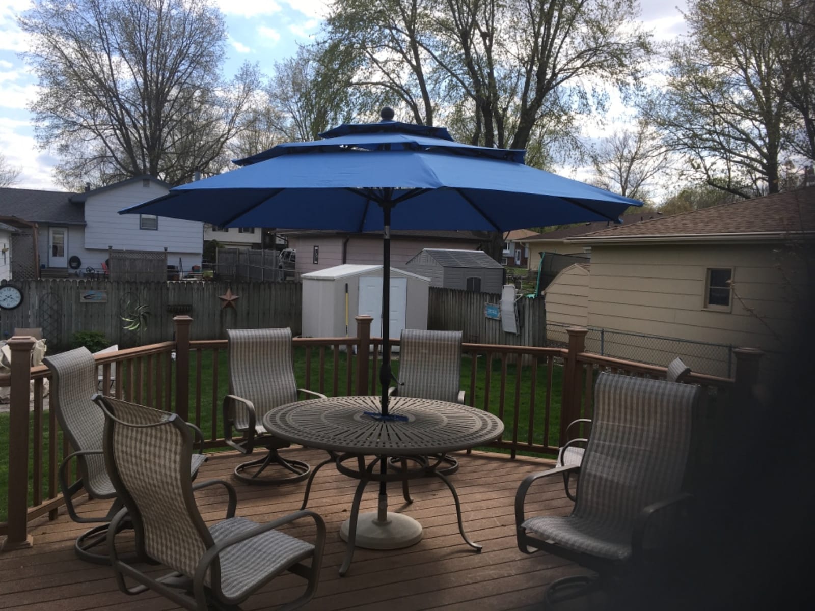 Tangkula 10 Ft 3 Tier Patio Umbrella, Outdoor Aluminum Double Vented Tilt Umbrella with Crank, for Market, Backyard, Poolside, Garden customer photo 2