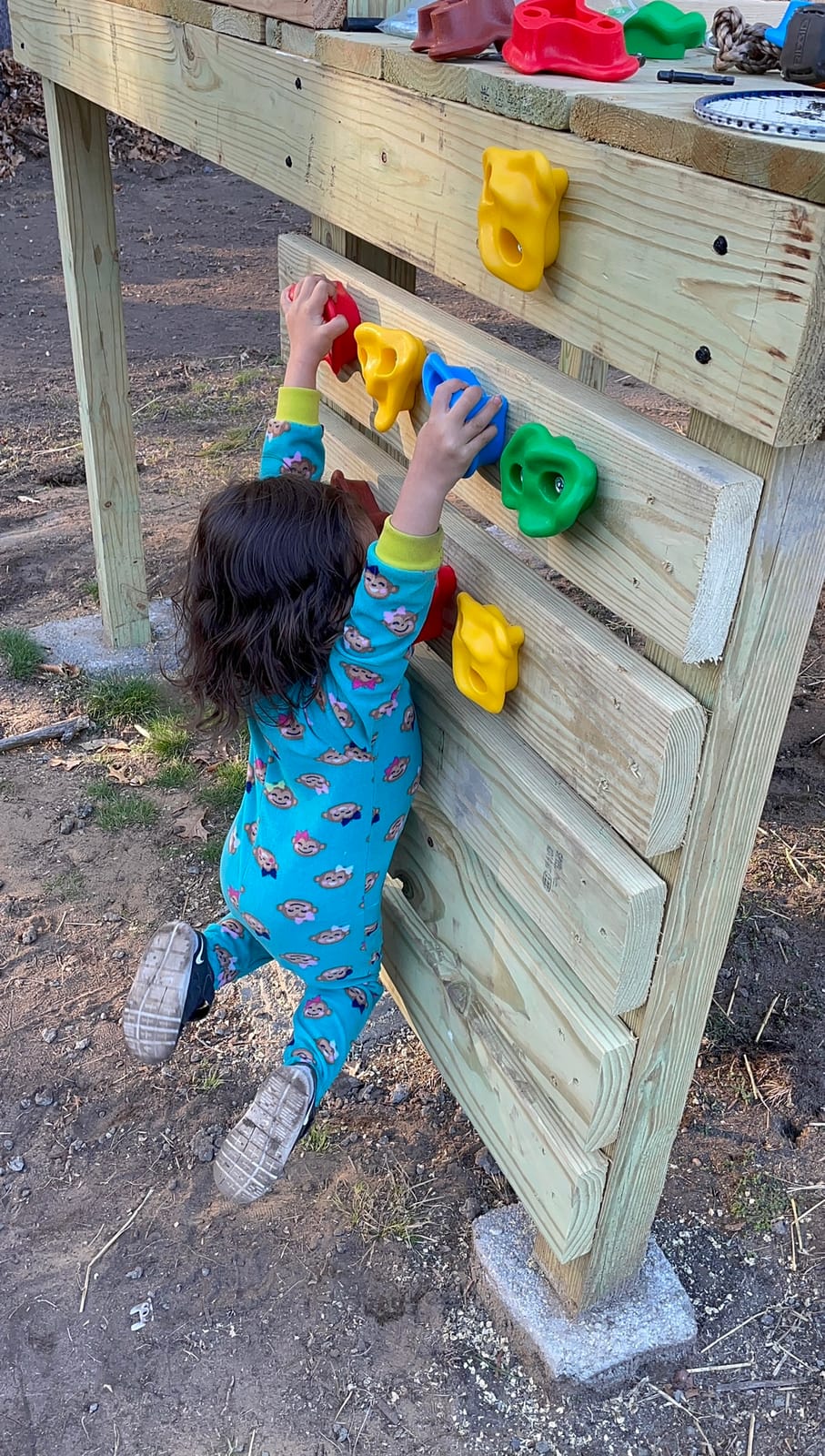 TOPNEW 20 PCS Rock Climbing Holds for Kids, Rock Wall Holds with 6.56 Ft Climbing Rope and 2 Handles, Rock Wall Climbing Kit for Indoor and Outdoor Playset - Includes Mounting Hardware customer photo 1
