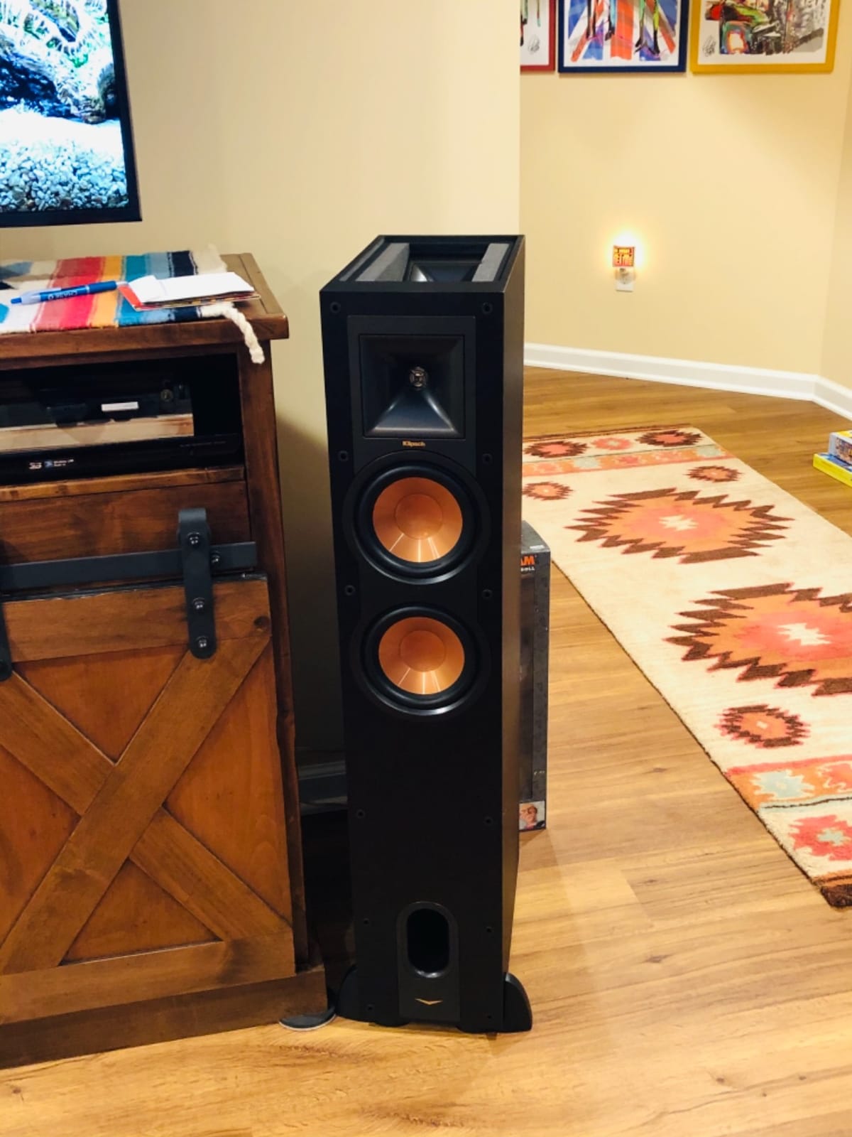 Klipsch Reference R-26FA Floorstanding Speaker, Black, Pair | Includes 2 Floorstanding Speakers, front grilles and top grilles for Dolby Atmos, home theater and immersive audio customer photo 1