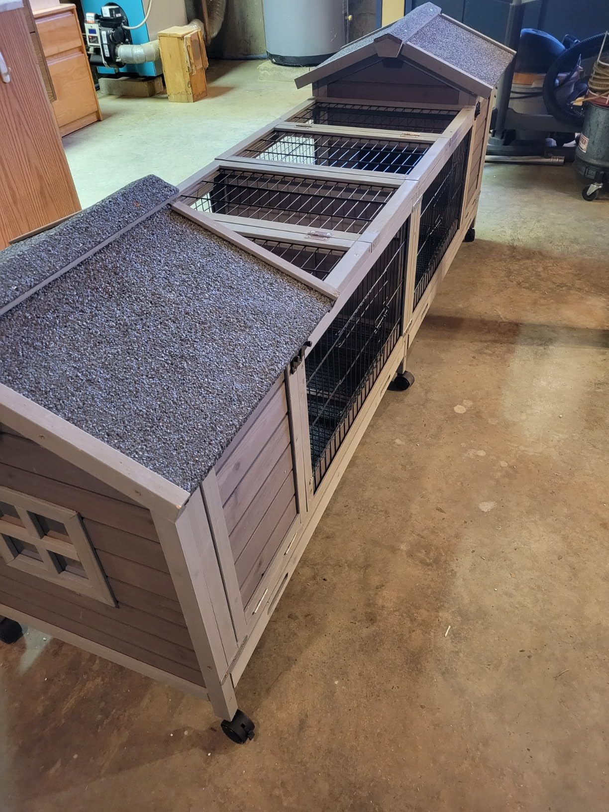 Aivituvin Two Story Rabbit Hutch Bunny Cage with Wheels, Indoor Outdoor Guinea Pig Cage with 2 Deep No Leak Tray customer photo 1