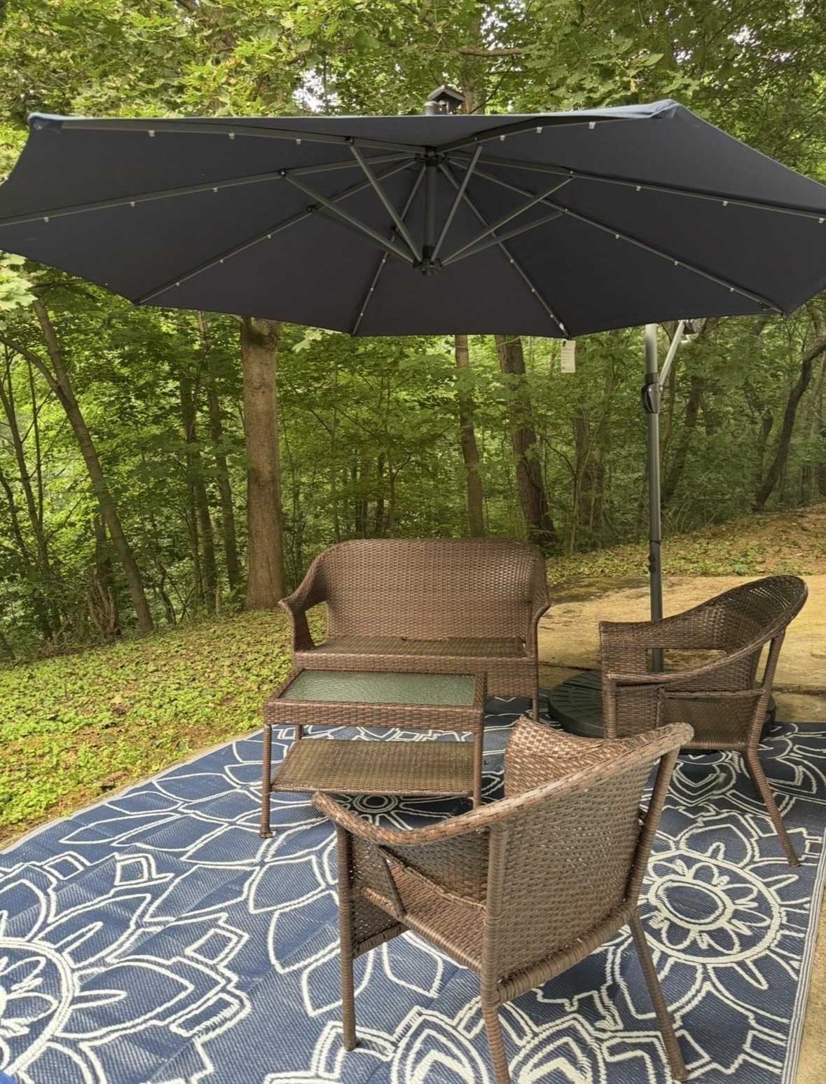 Best Choice Products 10ft Solar LED Offset Cantilever Hanging Market Patio Umbrella, 8 Sturdy Ribs, Easy Adjustment - Deep Taupe customer photo 1