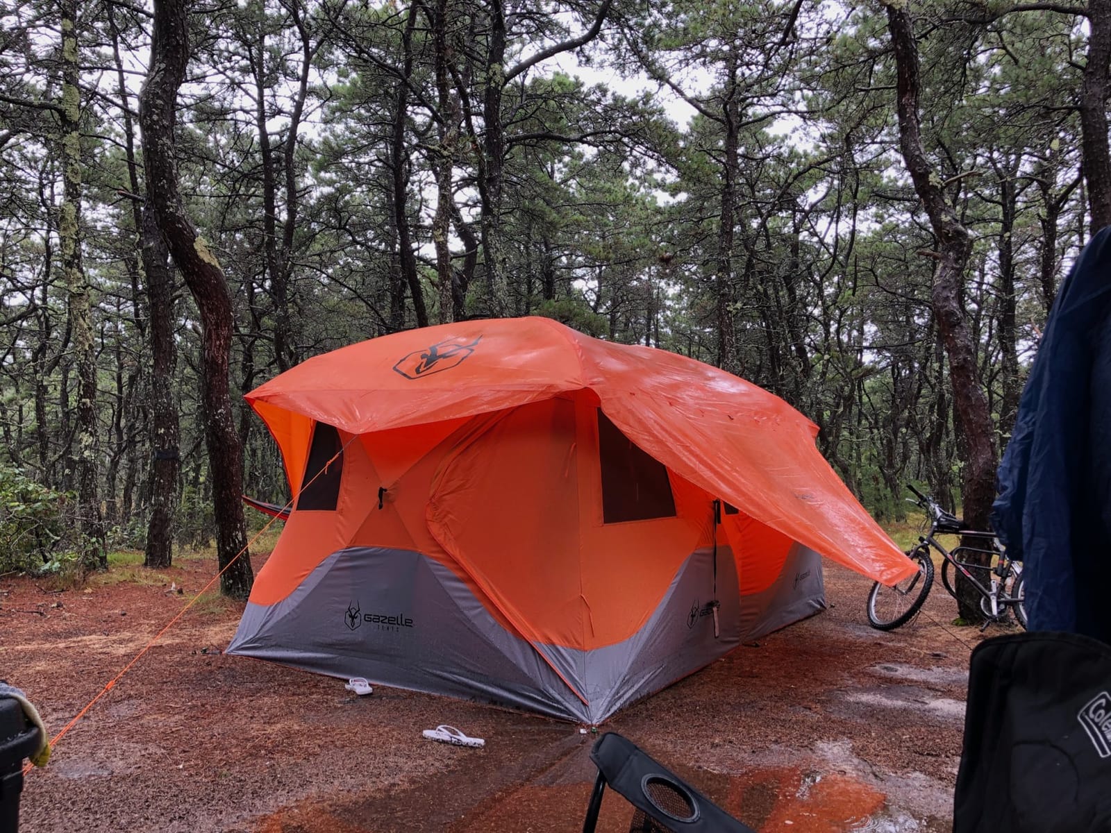 Gazelle Tents™, T8 Hub Tent, Easy 90 Second Set-Up, Waterproof, UV Resistant, Removable Floor, Ample Storage Options, 8-Person, Sunset Orange, 78