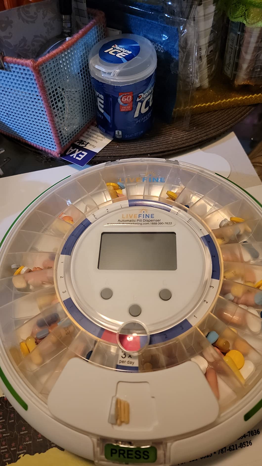 LiveFine Automatic Pill Dispenser for Elderly, 28-Day Supply, Locking Lid | Easy-Fill Carousel, Locking Pill Organizer, Pill Box with Alarm, Easy-Read LCD, Built-In Magnifier, 6 Dosage Rings customer photo 1