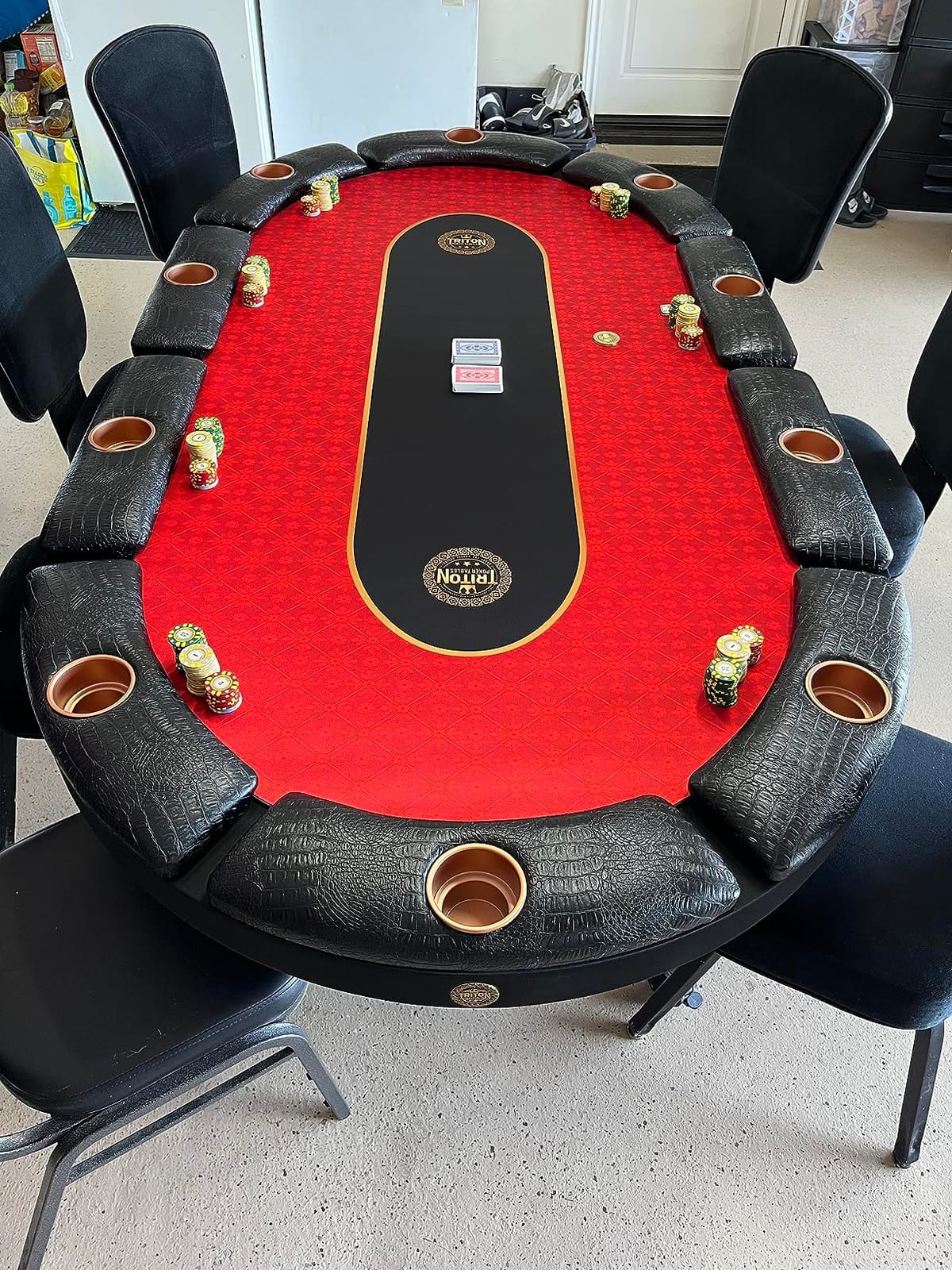 Triton Premium Foldable Poker Table - Poker Table for 10 Players Long-Lasting, Luxurious Vegas Style Casino Experience at Home, Padded Armrests and Cup Holders, Perfect for Texas Holdem Games customer photo 2