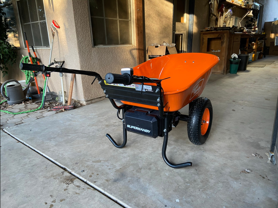 SuperHandy Electric Wheelbarrow Utility Cart, 48V, 330 lb, Power Wagon | Battery powered utility cart for soil, rocks, tools and yard loads; Garden Cart; powered dump for garden hauling customer photo 1