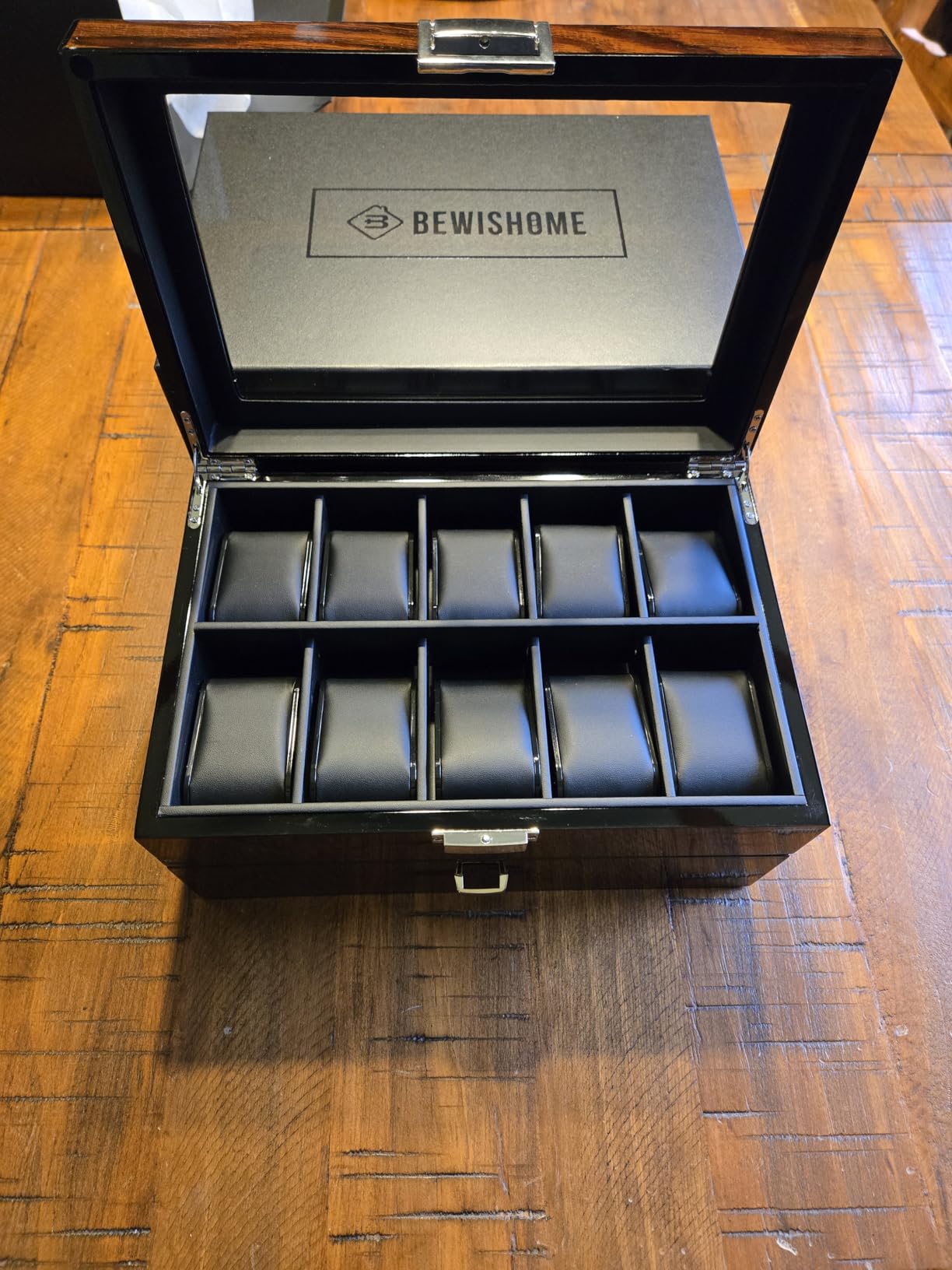 BEWISHOME High-End Watch Case, 20-Slot Watch Box Organizer Large Glass Lid customer photo 1