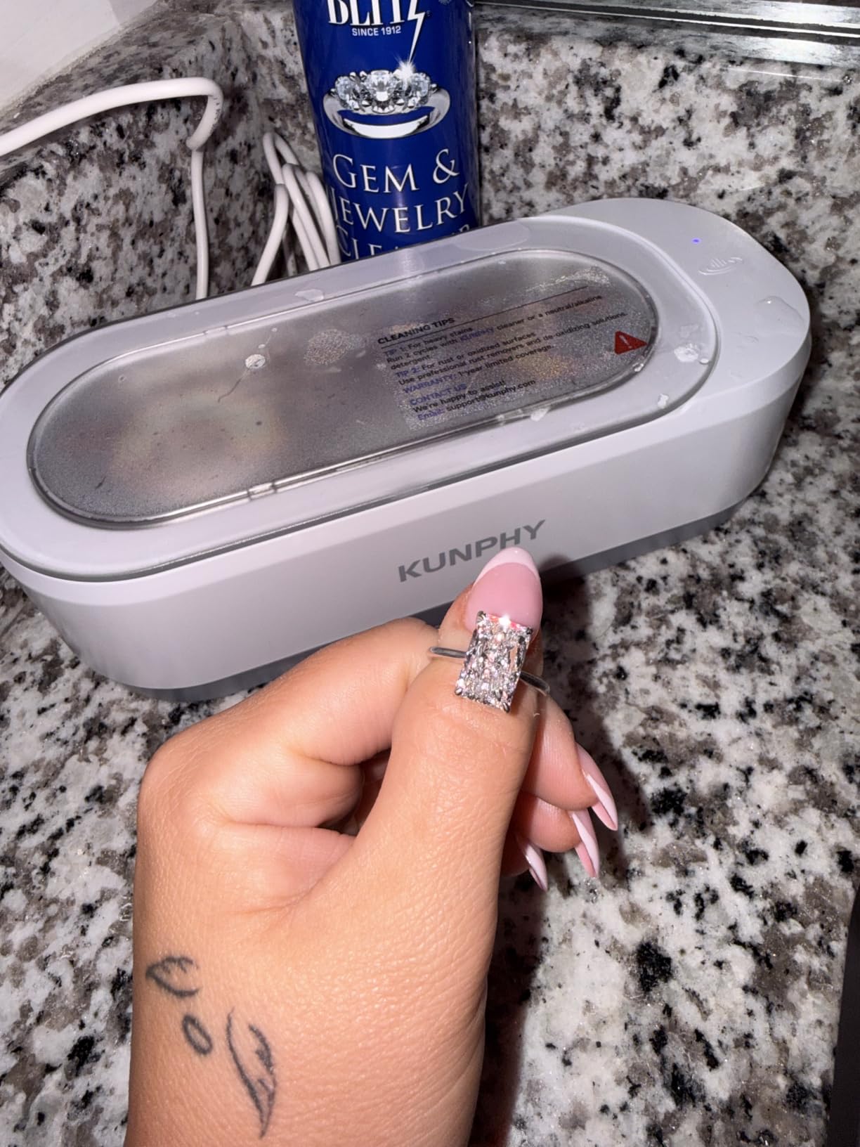 Jewelry Cleaner, KUNPHY 46kHz Ultrasonic Cleaner, White customer photo 1