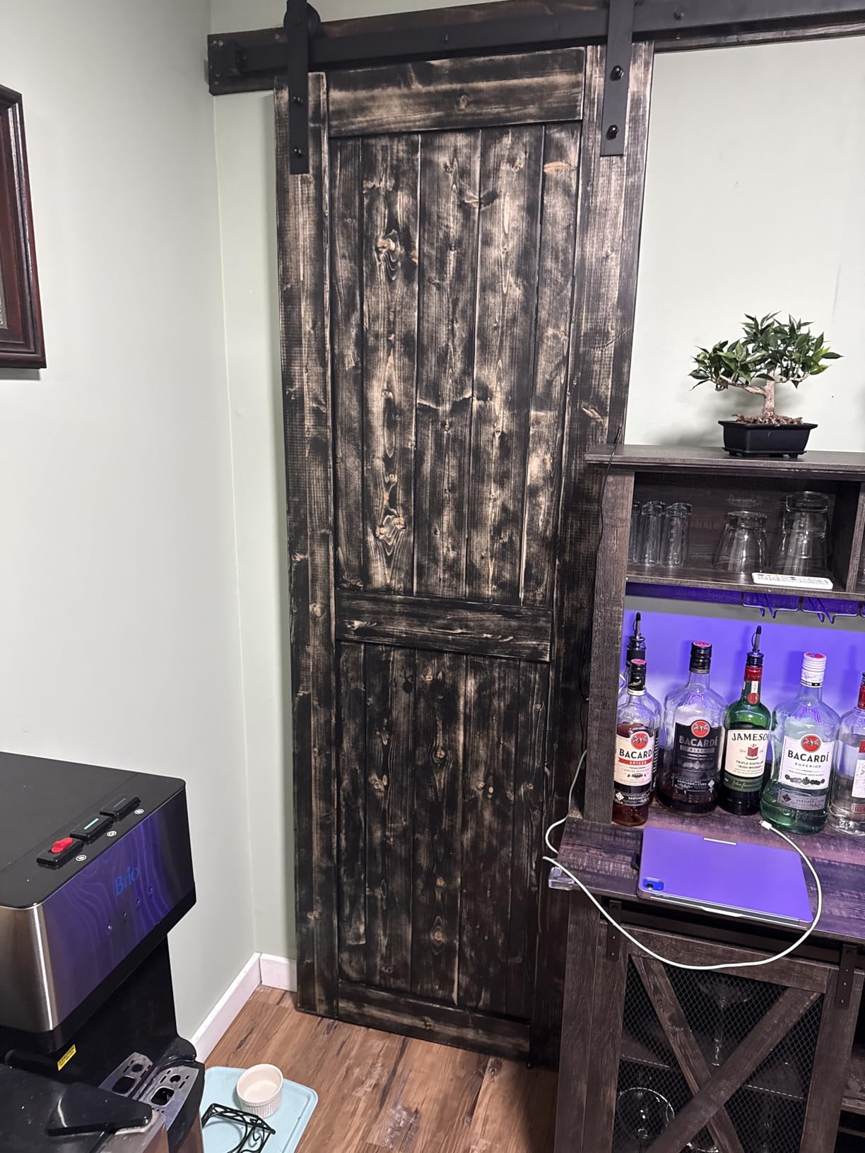 EaseLife 36in x 84in Sliding Barn Wood Door,Interior Doors,DIY Assemblely,Solid Natural Spruce Panelled Slab,Easy Install,Apply to Rooms & Storage Closet,H-Frame customer photo 2