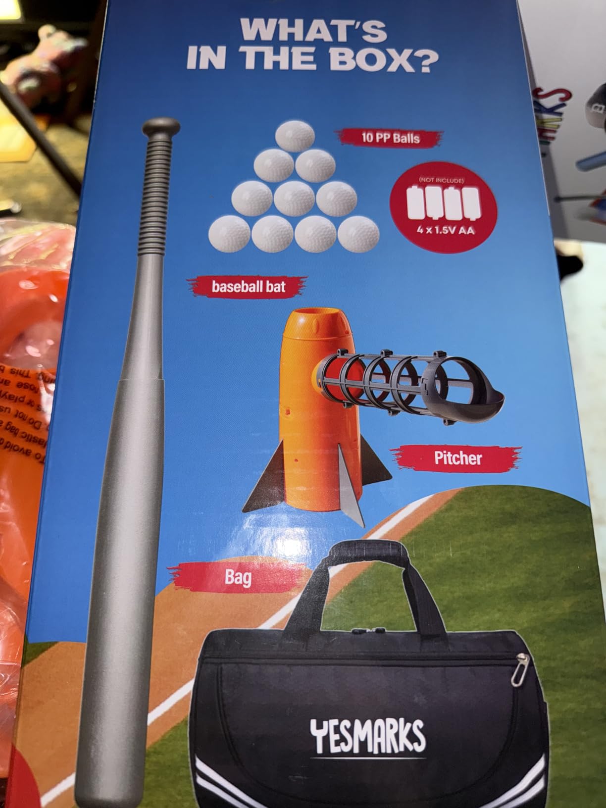 YESMARKS Kids Auto Baseball Pitching Machine Outdoor Toy Set - Training Equipment & Batting Practice Toys for Youth, Includes 10 Baseballs, Baseball Bat and Sports Bag customer photo 2