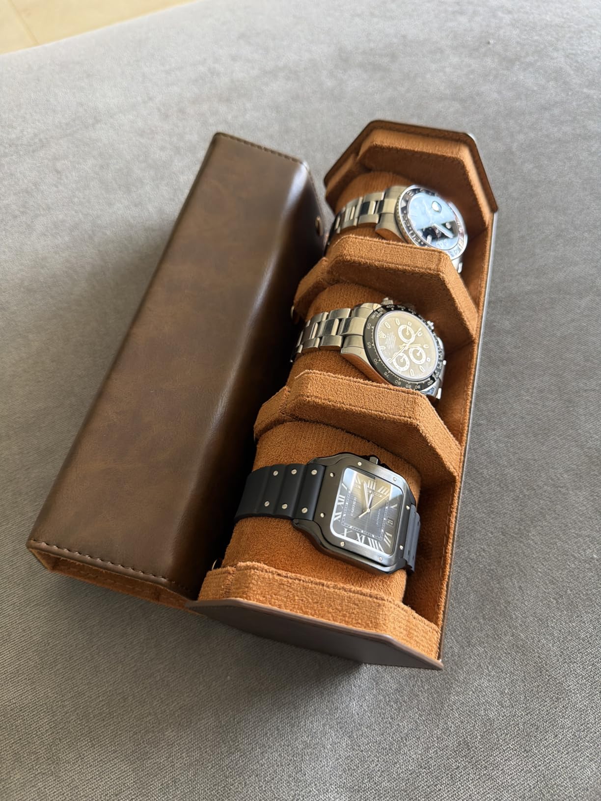 Watch Roll Travel Case for Men and Women- 3 Watch Storage and Organizer customer photo 2