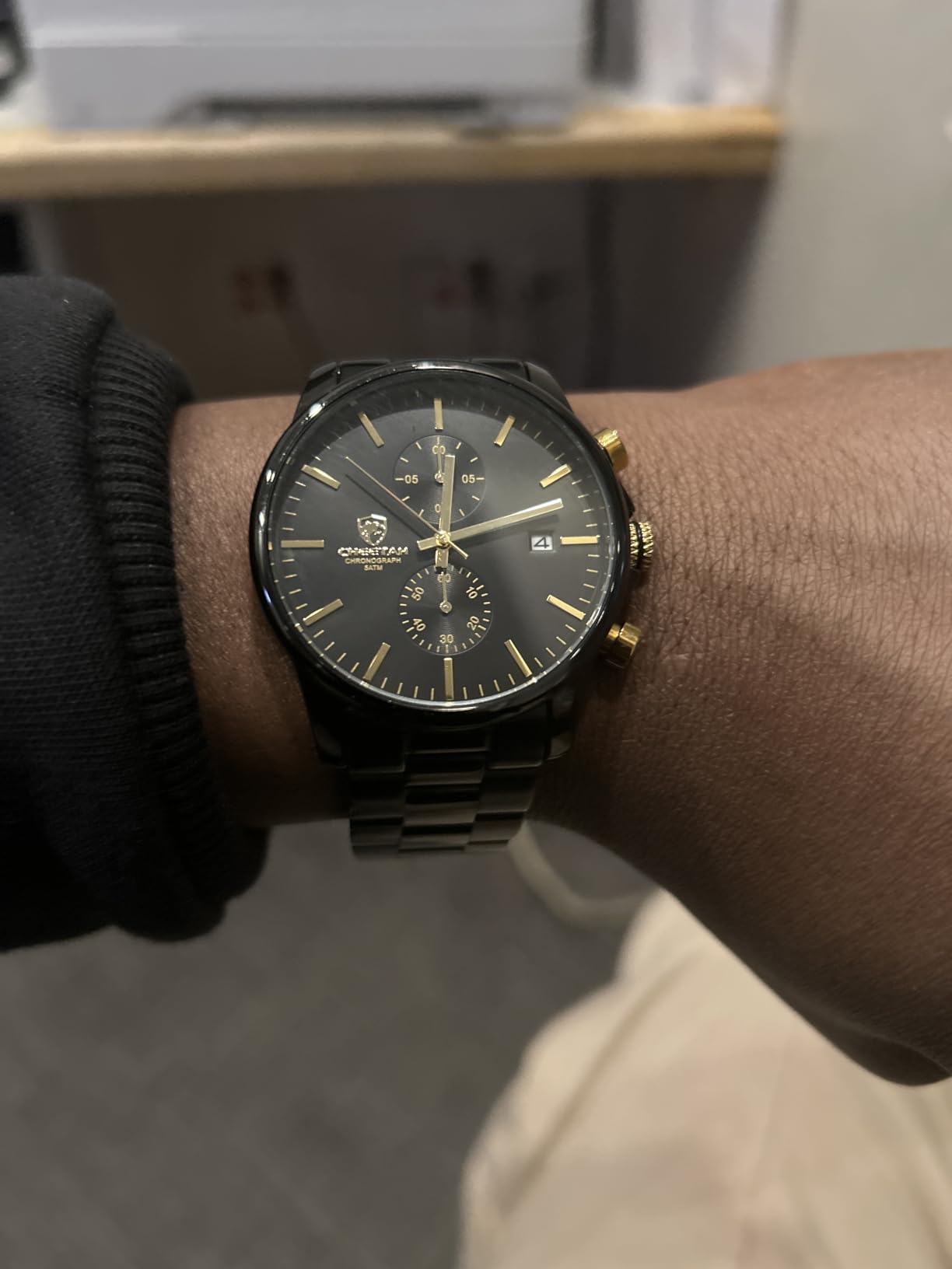 GOLDEN HOUR Fashion Business Mens Watches with Stainless Steel Waterproof Chronograph Quartz Watch for Men, Auto Date customer photo 1
