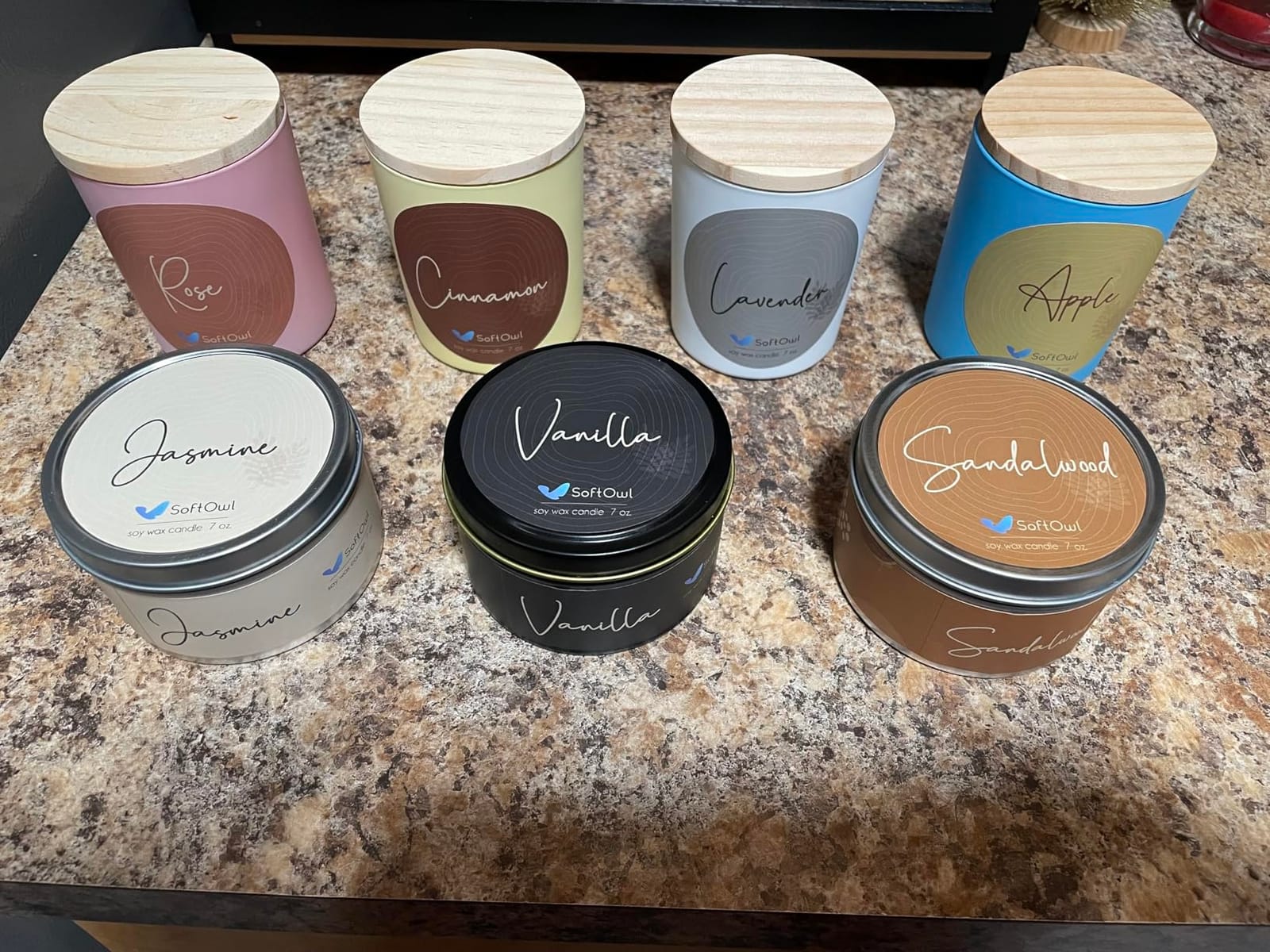 SoftOwl Premium Soy Candle Making Kit - Full Set - Soy Wax, Big 7oz Jars & Tins, 7 Pleasant Scents, Color Dyes & More - Perfect as Home Decorations - DIY Starter Scented Candles Making Kit customer photo 2