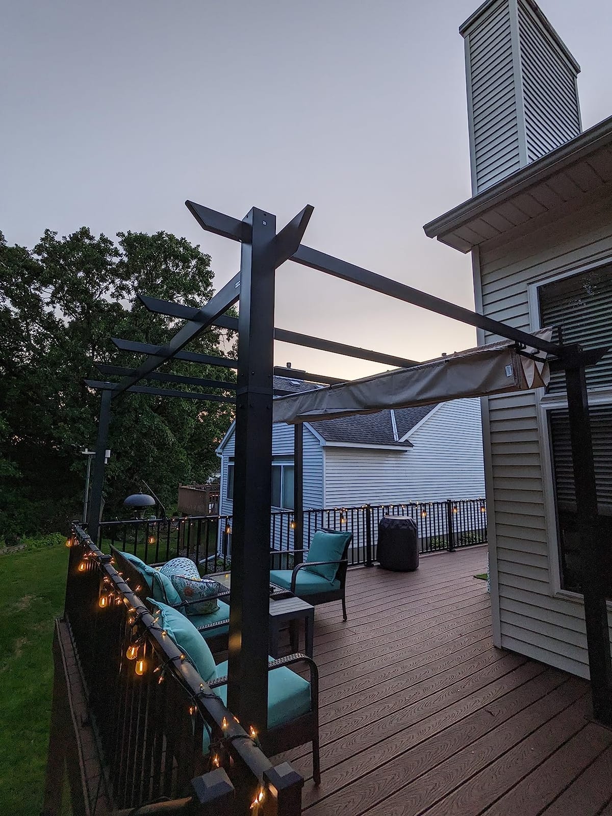 Domi Outdoor Living 10’ X 10’ Outdoor Retractable Pergola with Weather-Resistant Canopy Aluminum Garden Pergola Patio Grill Gazebo for Courtyard customer photo 1