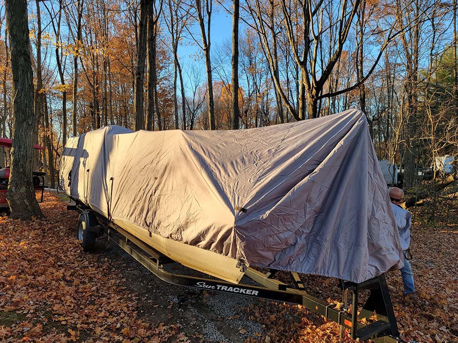 EliteShield Pontoon Boat Cover Waterproof 600D Fits 21-24ft, 102