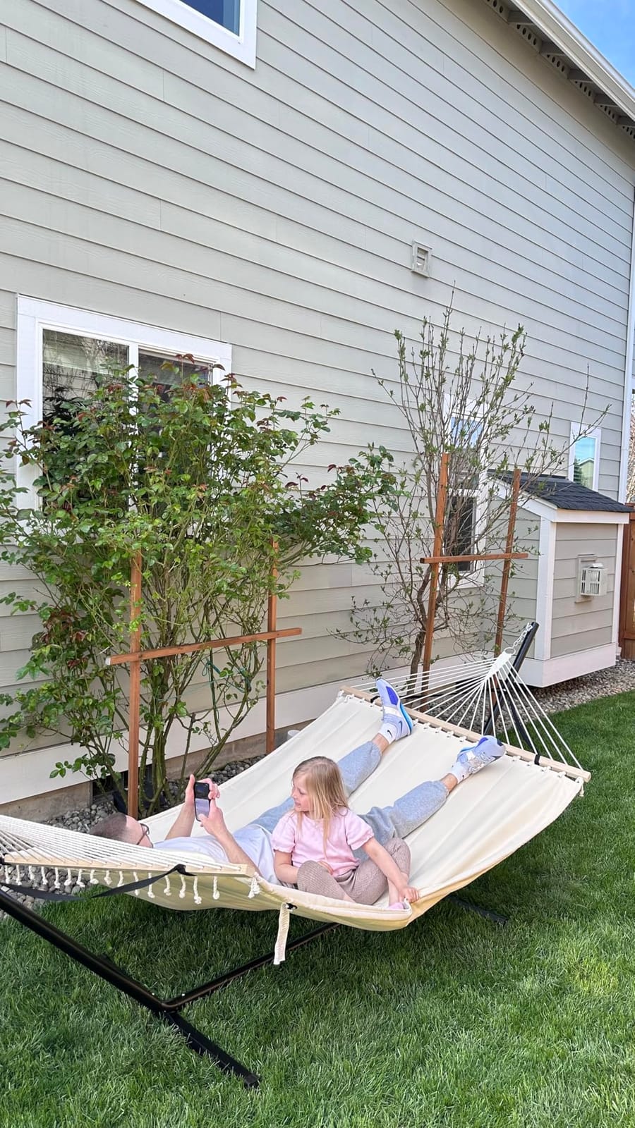 SUNCREAT 2 Person Hammock with Stand, 475 lbs Capacity, Dark Grey | Heavy Duty Portable Hammocks, Heavy Duty Hammock with Stand customer photo 1